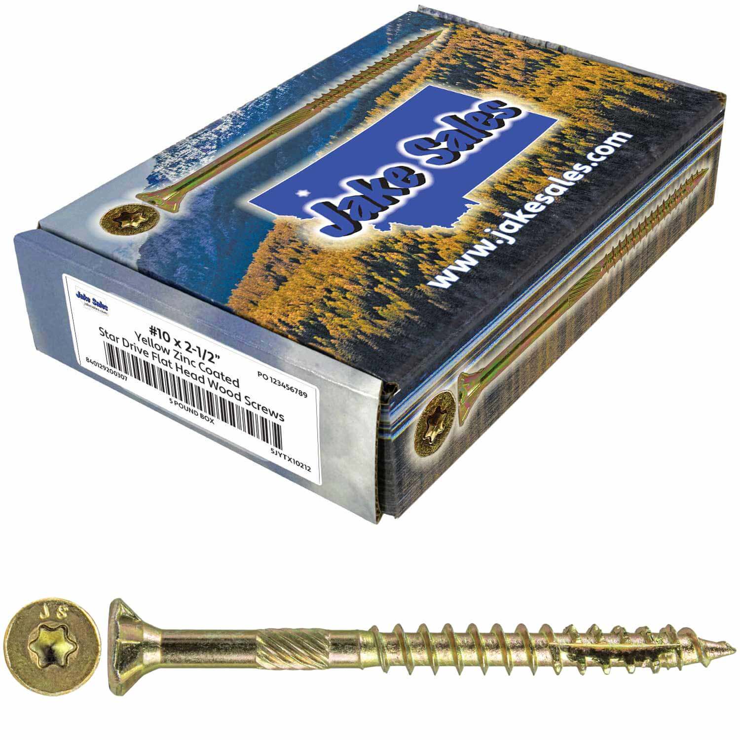 #10 Gold Star/Torx Drive Zinc Coated T-25 Flat Head Wood Screws - Image 53