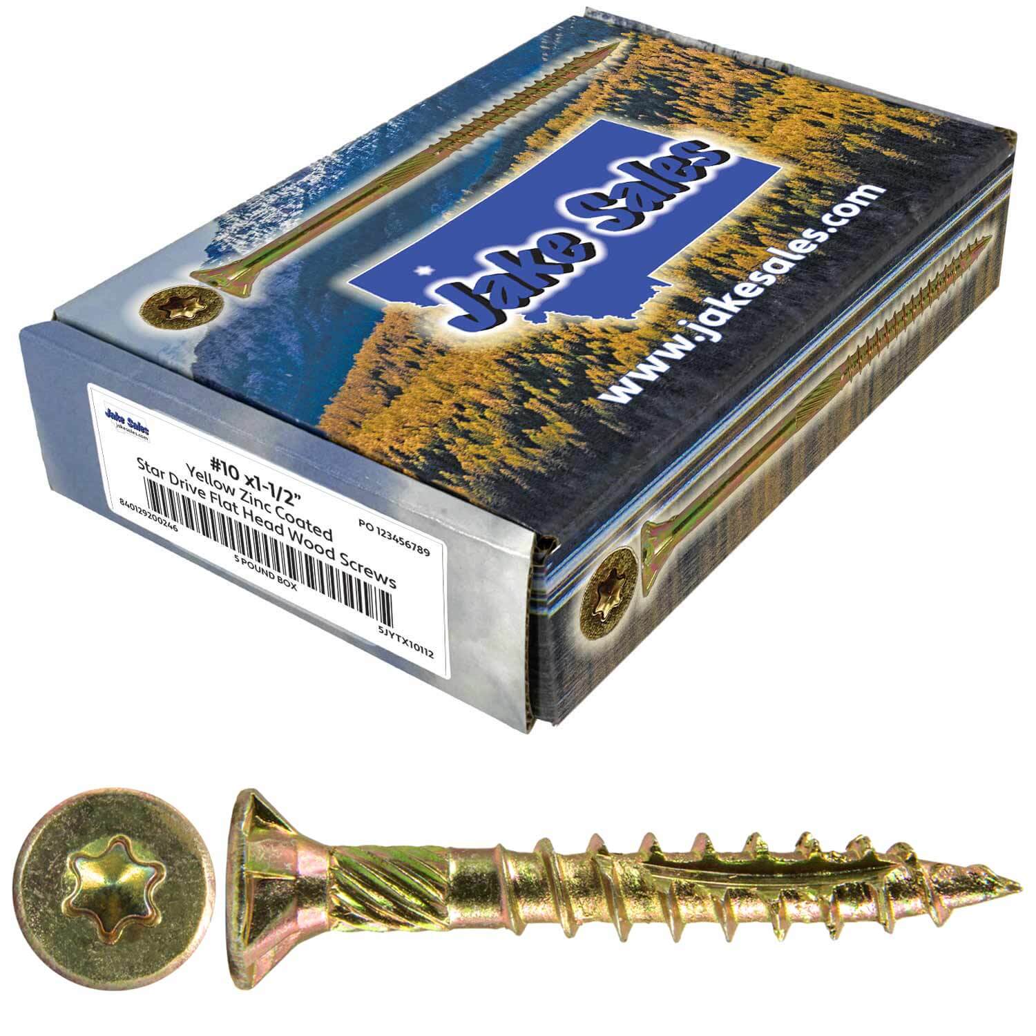 #10 Gold Star/Torx Drive Zinc Coated T-25 Flat Head Wood Screws - Image 9