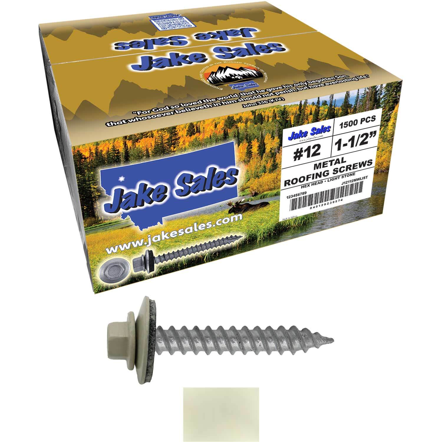 #12 x 1-1/2" RE-GRIP METAL ROOFING SCREWS - Hex Washer Head - Self starting/self tapping - EPDM washer. Colored head. - Image 101
