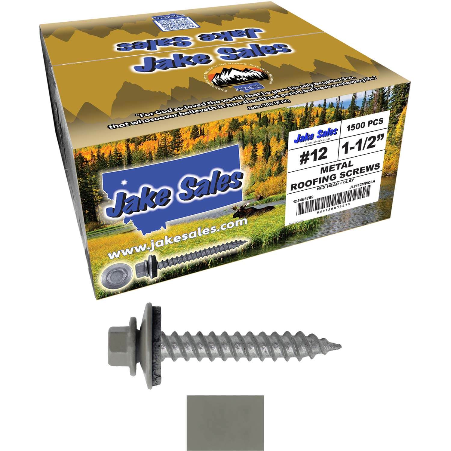#12 x 1-1/2" RE-GRIP METAL ROOFING SCREWS - Hex Washer Head - Self starting/self tapping - EPDM washer. Colored head. - Image 65