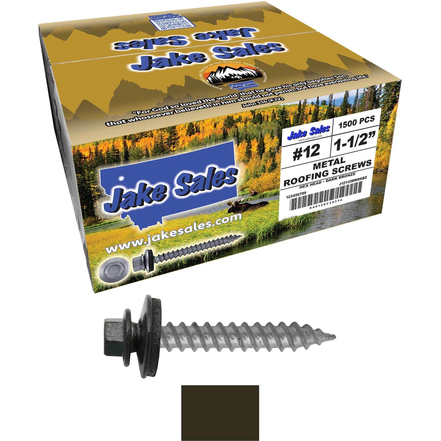 #12 x 1-1/2" RE-GRIP METAL ROOFING SCREWS - Hex Washer Head - Self starting/self tapping - EPDM washer. Colored head. - Image 75