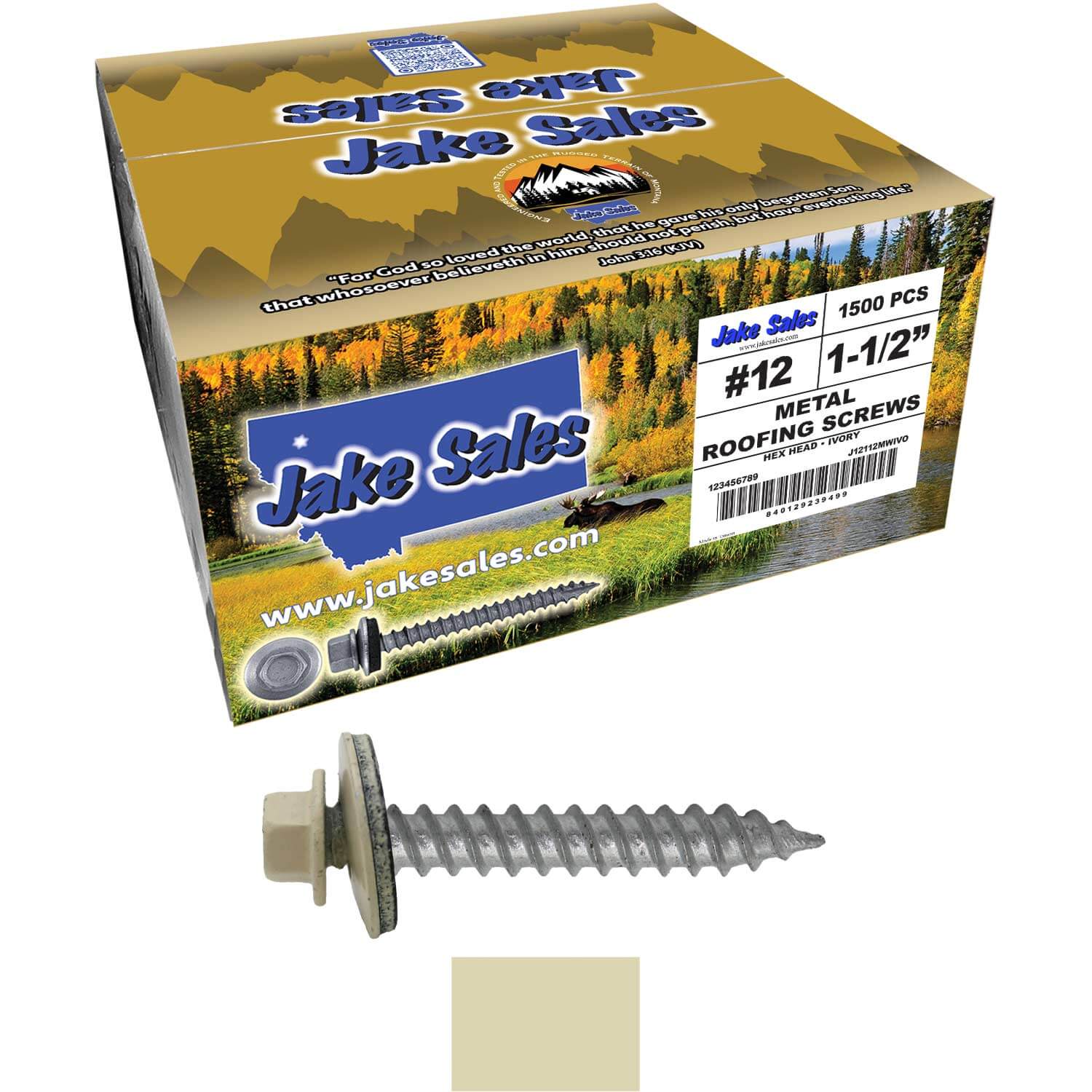 #12 x 1-1/2" RE-GRIP METAL ROOFING SCREWS - Hex Washer Head - Self starting/self tapping - EPDM washer. Colored head. - Image 92