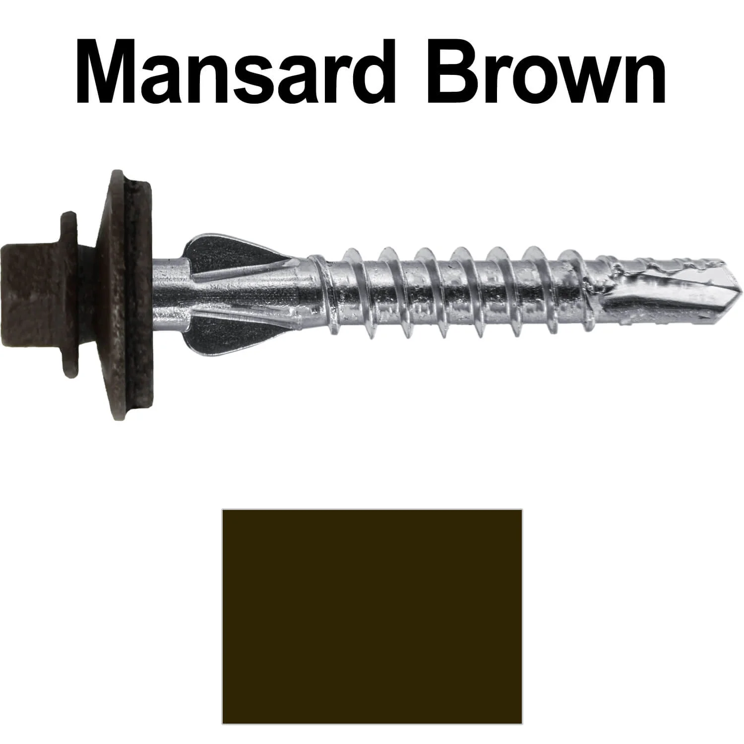 12 X 1-1/2" PFP STAINLESS STEEL Fastener - 1/4" Washer Hex Head - #3 Drill Point Tip -  For Polycarbonite, Fiberglass and PVC sheeting. Colored head. - Image 101