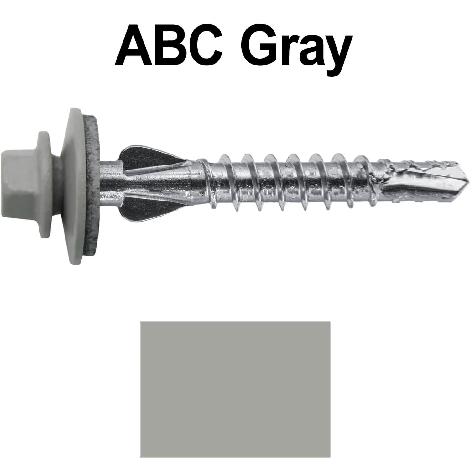 12 X 1-1/2" PFP STAINLESS STEEL Fastener - 1/4" Washer Hex Head - #3 Drill Point Tip -  For Polycarbonite, Fiberglass and PVC sheeting. Colored head. - Image 119