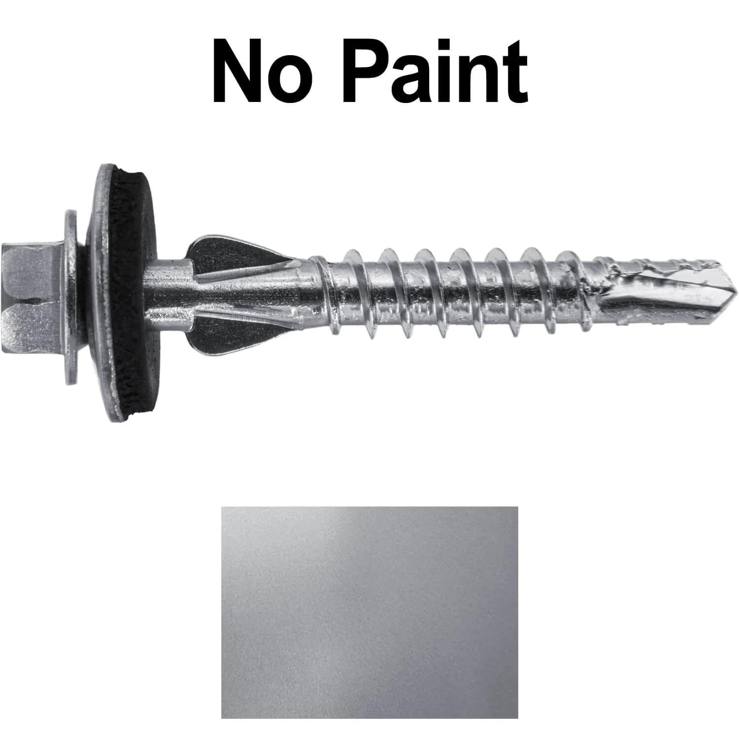 12 X 1-1/2" PFP STAINLESS STEEL Fastener - 1/4" Washer Hex Head - #3 Drill Point Tip -  For Polycarbonite, Fiberglass and PVC sheeting. Colored head. - Image 2