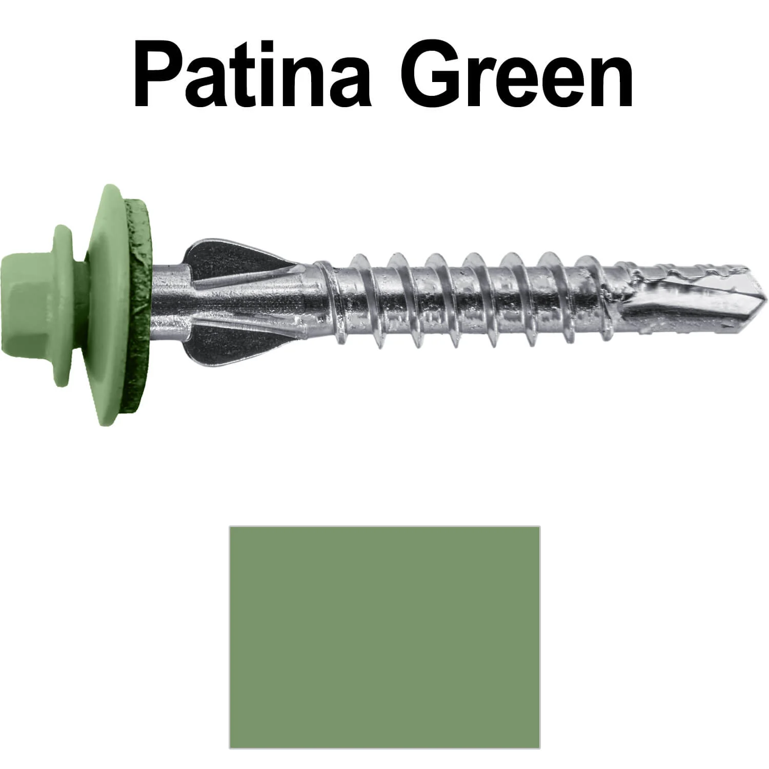 12 X 1-1/2" PFP STAINLESS STEEL Fastener - 1/4" Washer Hex Head - #3 Drill Point Tip -  For Polycarbonite, Fiberglass and PVC sheeting. Colored head. - Image 41
