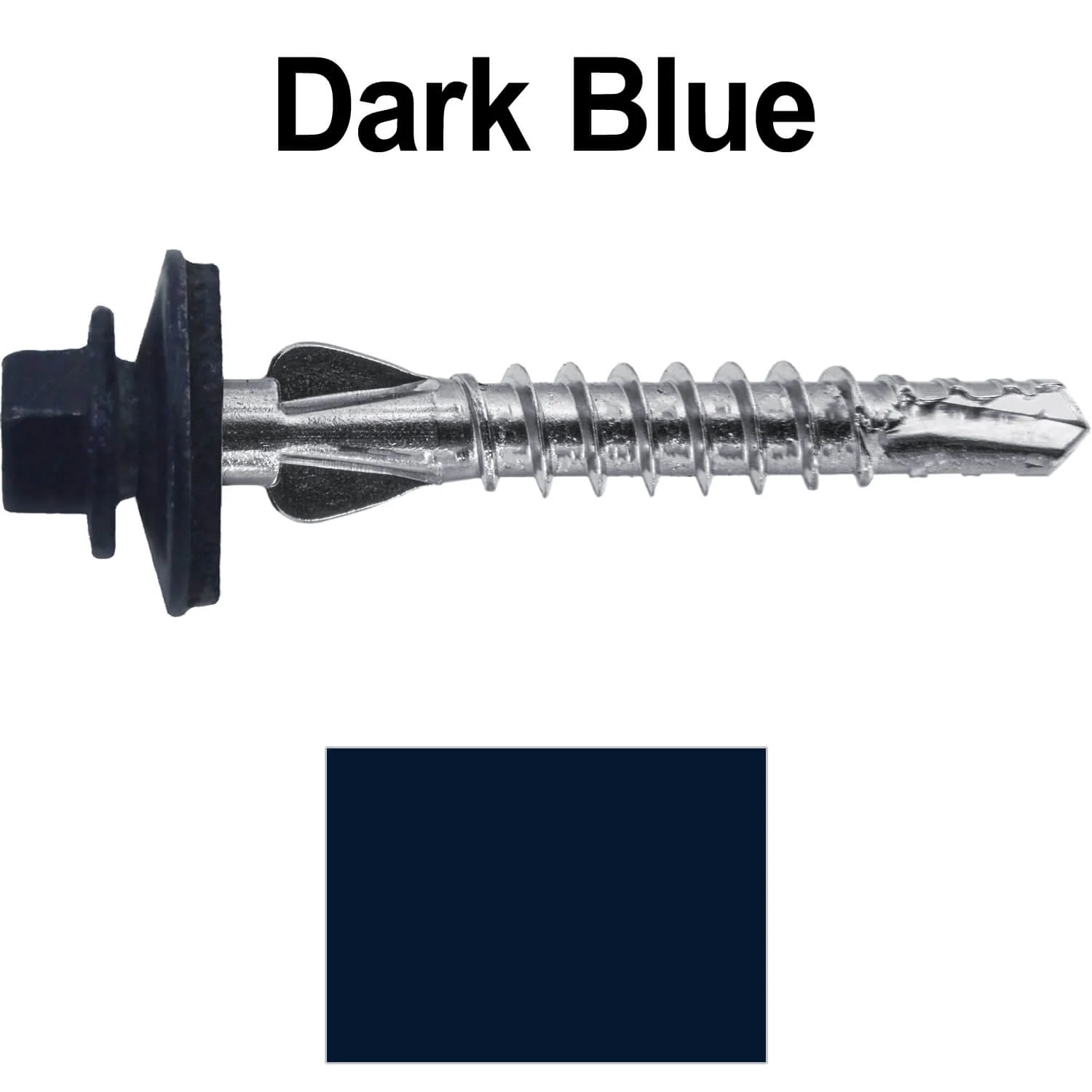 12 X 1-1/2" PFP STAINLESS STEEL Fastener - 1/4" Washer Hex Head - #3 Drill Point Tip -  For Polycarbonite, Fiberglass and PVC sheeting. Colored head. - Image 71