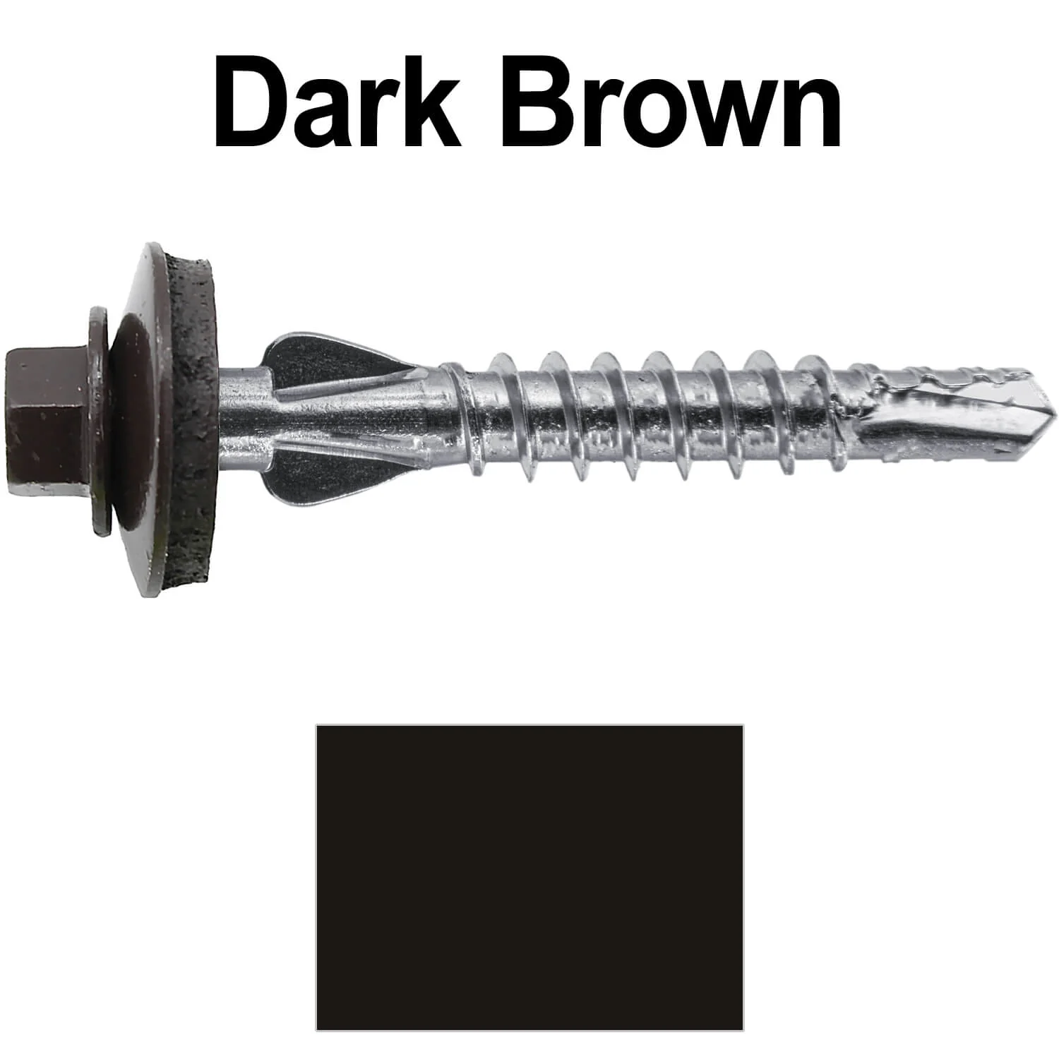 12 X 1-1/2" PFP STAINLESS STEEL Fastener - 1/4" Washer Hex Head - #3 Drill Point Tip -  For Polycarbonite, Fiberglass and PVC sheeting. Colored head. - Image 76