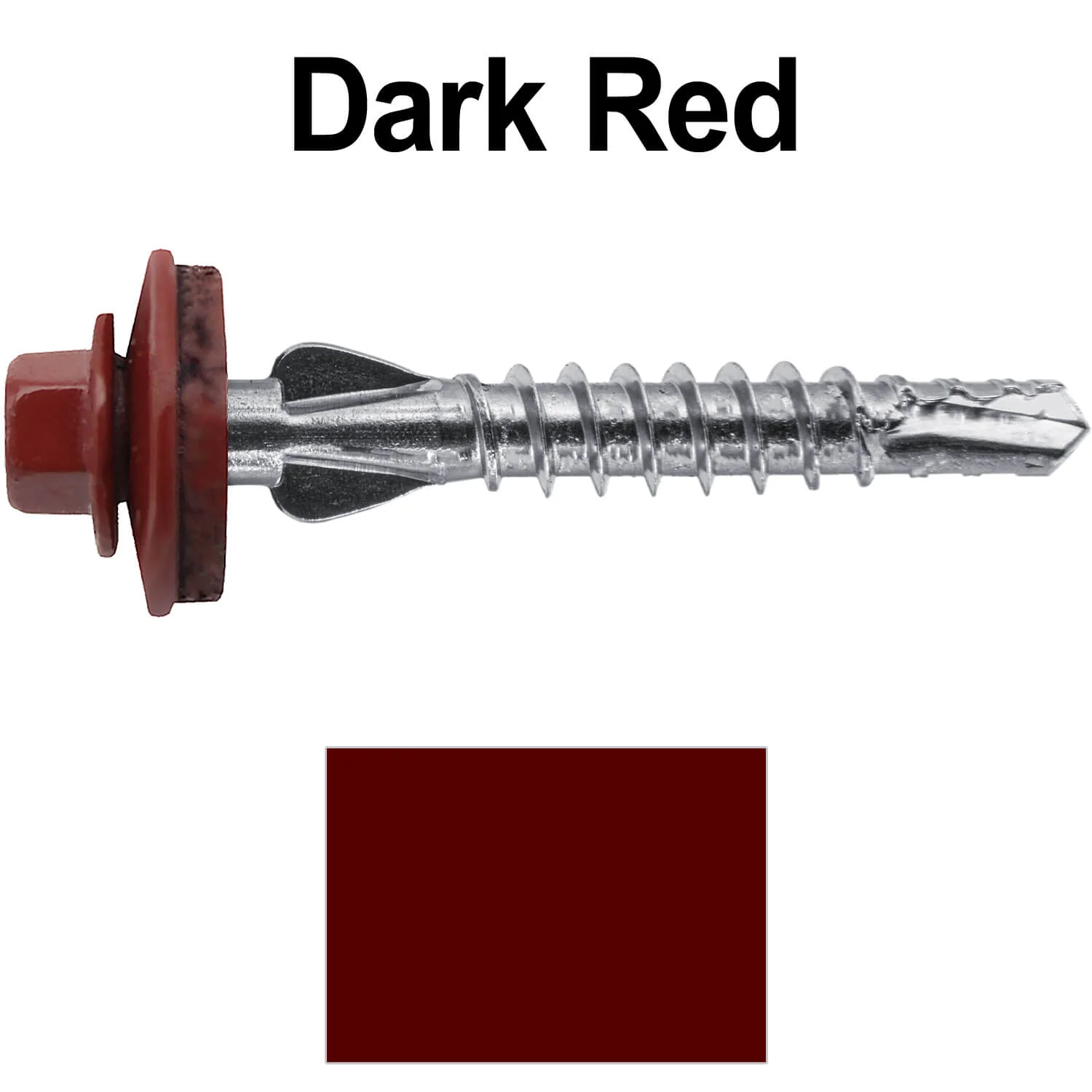 12 X 1-1/2" PFP STAINLESS STEEL Fastener - 1/4" Washer Hex Head - #3 Drill Point Tip -  For Polycarbonite, Fiberglass and PVC sheeting. Colored head. - Image 77