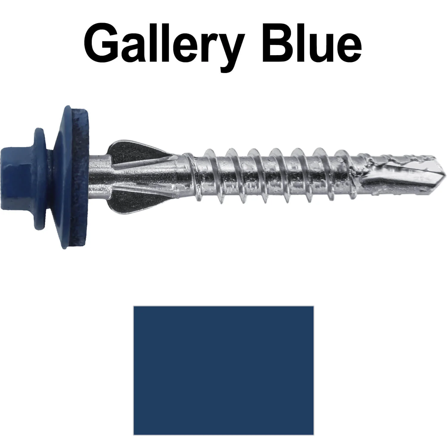 12 X 1-1/2" PFP STAINLESS STEEL Fastener - 1/4" Washer Hex Head - #3 Drill Point Tip -  For Polycarbonite, Fiberglass and PVC sheeting. Colored head. - Image 84