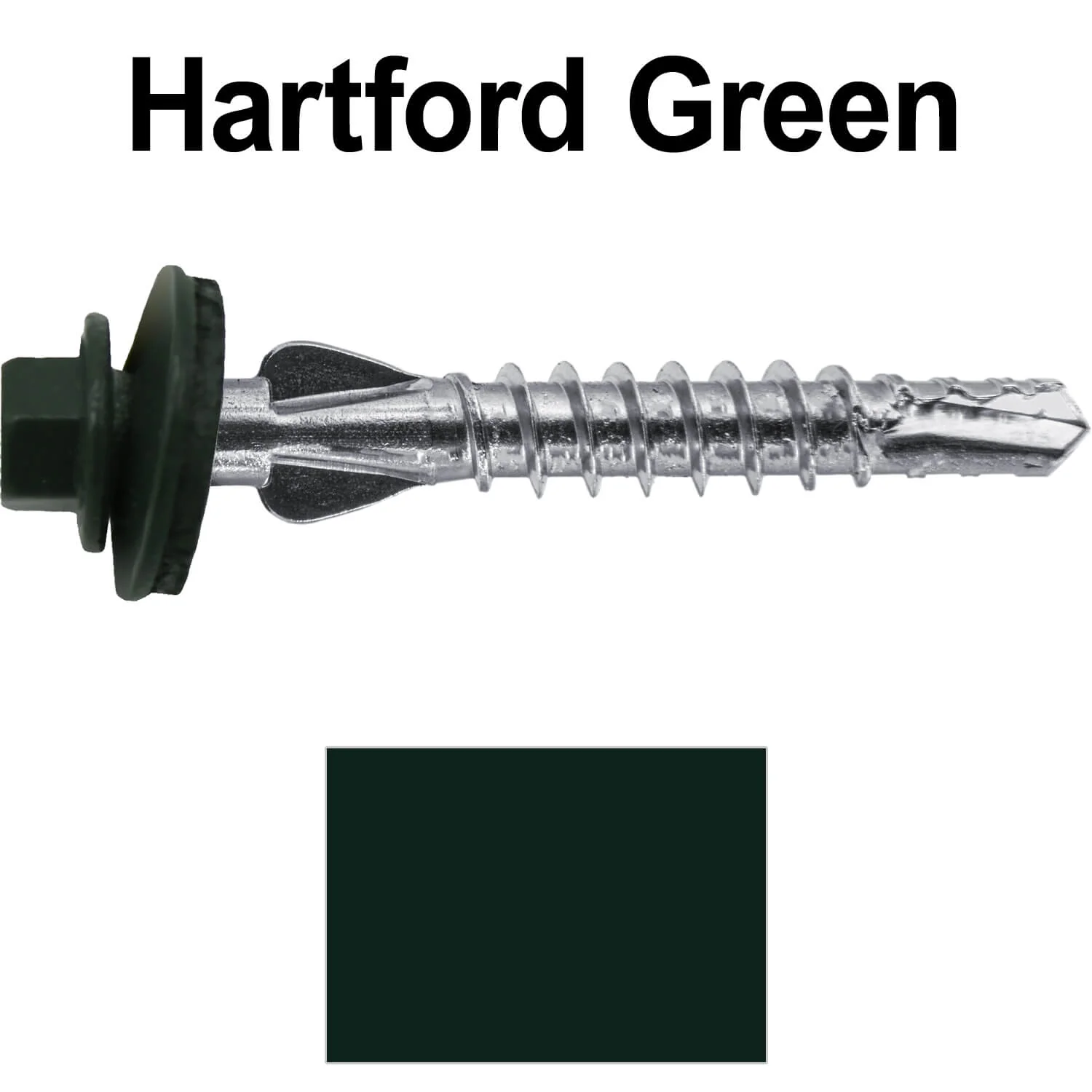 12 X 1-1/2" PFP STAINLESS STEEL Fastener - 1/4" Washer Hex Head - #3 Drill Point Tip -  For Polycarbonite, Fiberglass and PVC sheeting. Colored head. - Image 85