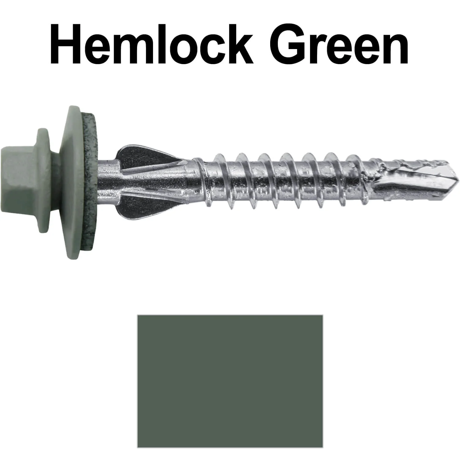 12 X 1-1/2" PFP STAINLESS STEEL Fastener - 1/4" Washer Hex Head - #3 Drill Point Tip -  For Polycarbonite, Fiberglass and PVC sheeting. Colored head. - Image 88