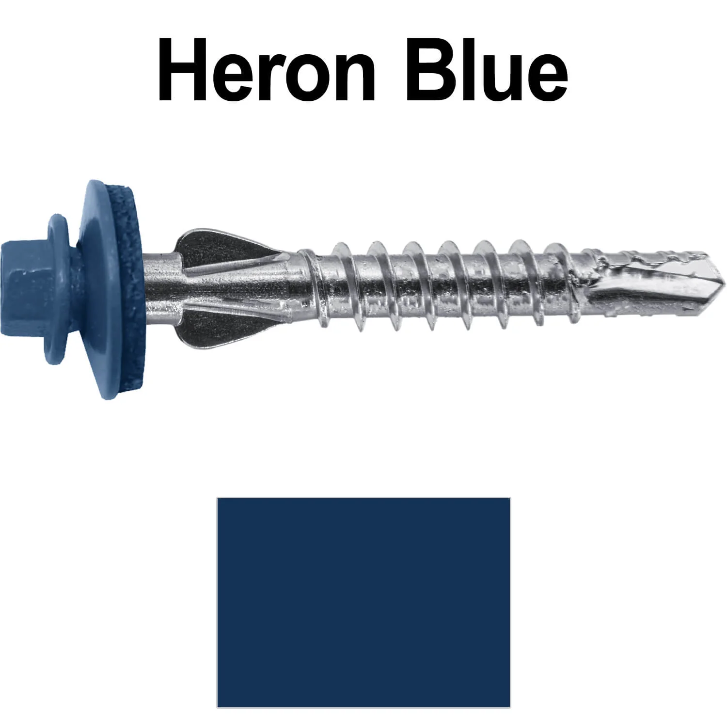 12 X 1-1/2" PFP STAINLESS STEEL Fastener - 1/4" Washer Hex Head - #3 Drill Point Tip -  For Polycarbonite, Fiberglass and PVC sheeting. Colored head. - Image 90