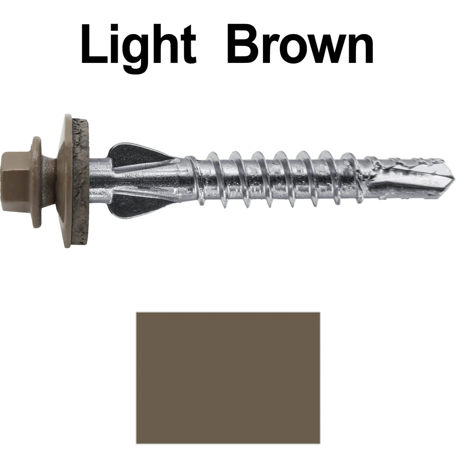 12 X 1-1/2" PFP STAINLESS STEEL Fastener - 1/4" Washer Hex Head - #3 Drill Point Tip -  For Polycarbonite, Fiberglass and PVC sheeting. Colored head. - Image 96