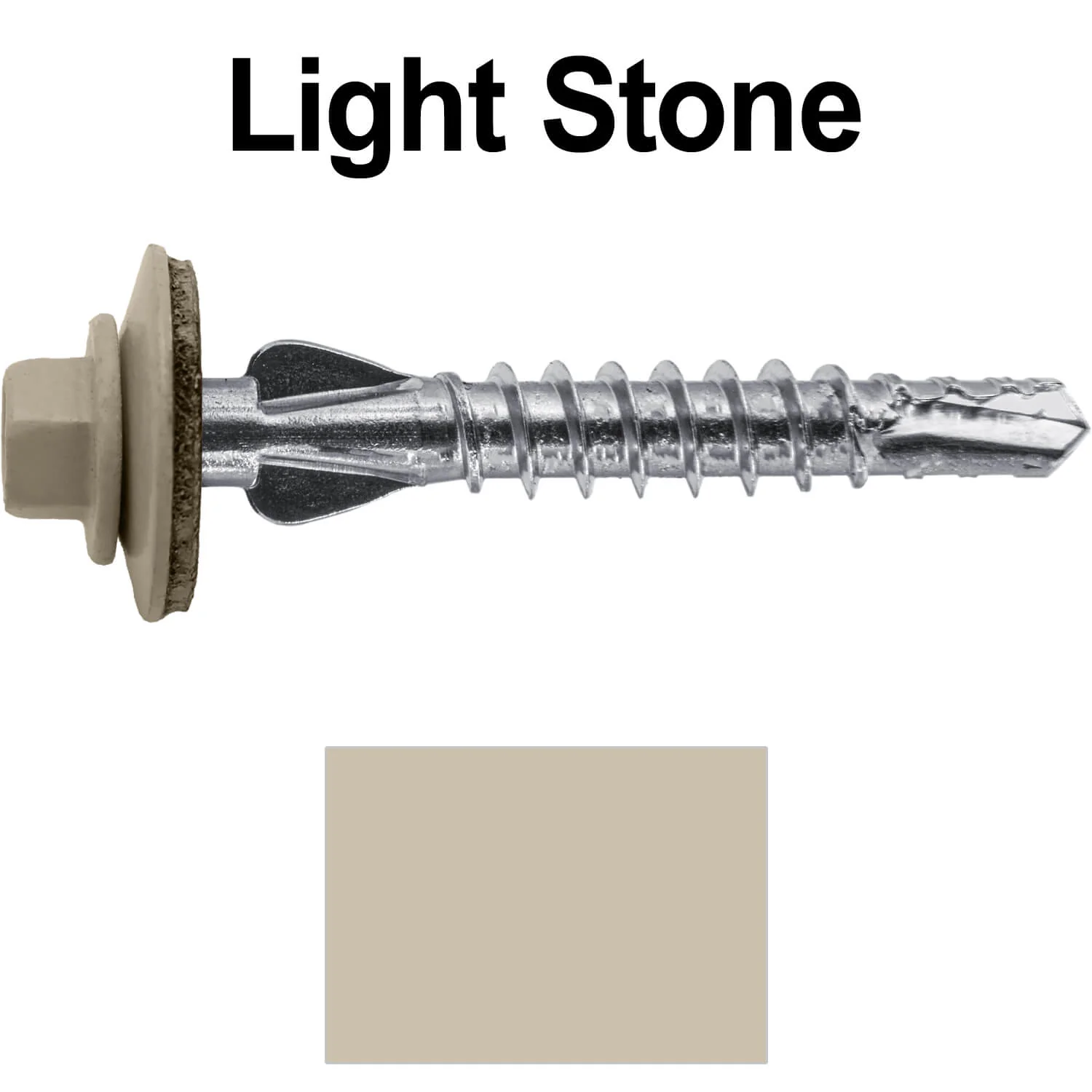 12 X 1-1/2" PFP STAINLESS STEEL Fastener - 1/4" Washer Hex Head - #3 Drill Point Tip -  For Polycarbonite, Fiberglass and PVC sheeting. Colored head. - Image 99