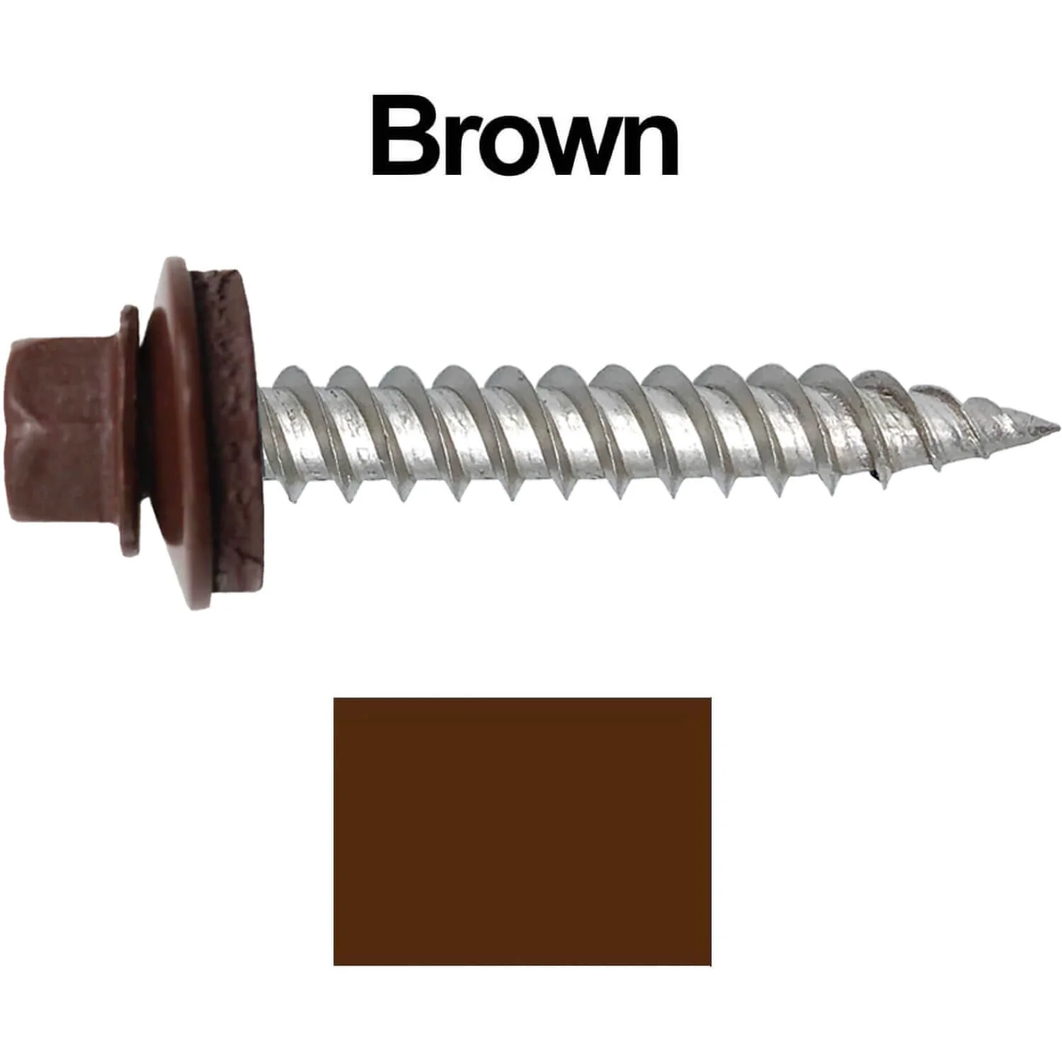 12 x 1-1/2" Stainless Steel Metal Roofing Screw - Hex Washer Head - Self starting/self tapping - EPDM washer. Colored head. - Image 11
