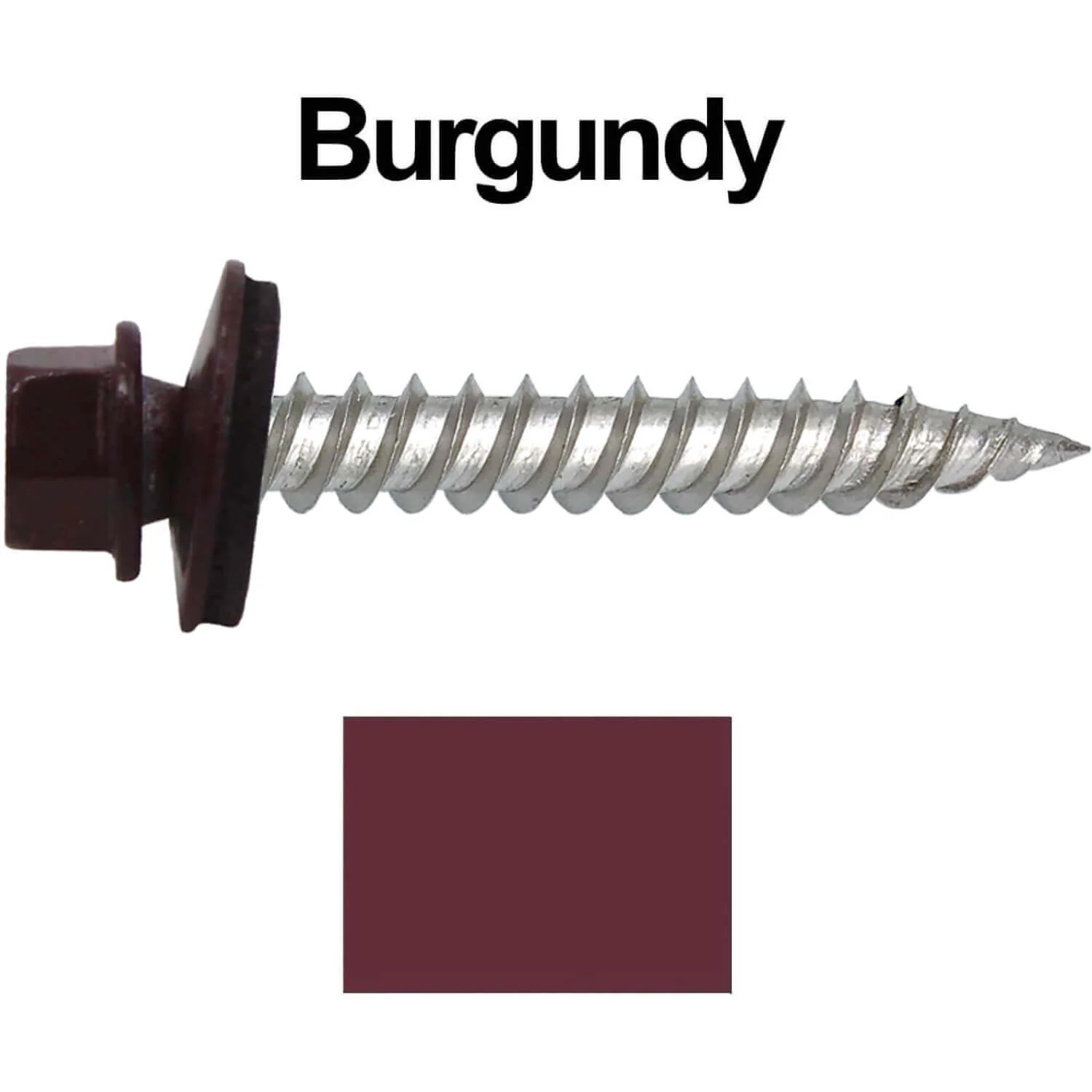 12 x 1-1/2" Stainless Steel Metal Roofing Screw - Hex Washer Head - Self starting/self tapping - EPDM washer. Colored head. - Image 13