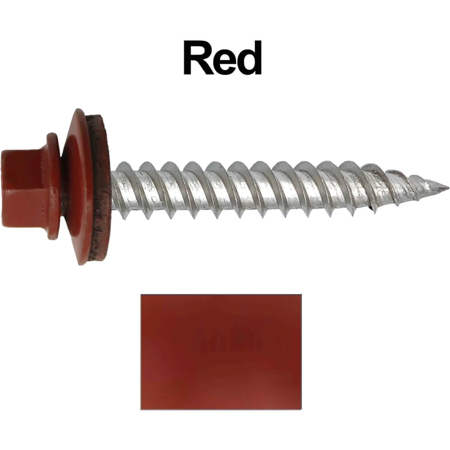 12 x 1-1/2" Stainless Steel Metal Roofing Screw - Hex Washer Head - Self starting/self tapping - EPDM washer. Colored head. - Image 39