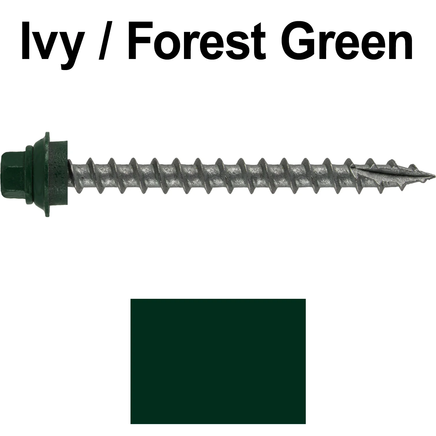 12 X 2-1/2" Metal Roofing Screws For OSB and Plywood - Galvanized Metal to Wood Type 17 Tip - 1/4" Hex Head - Assembled EPDM Washer - Image 111