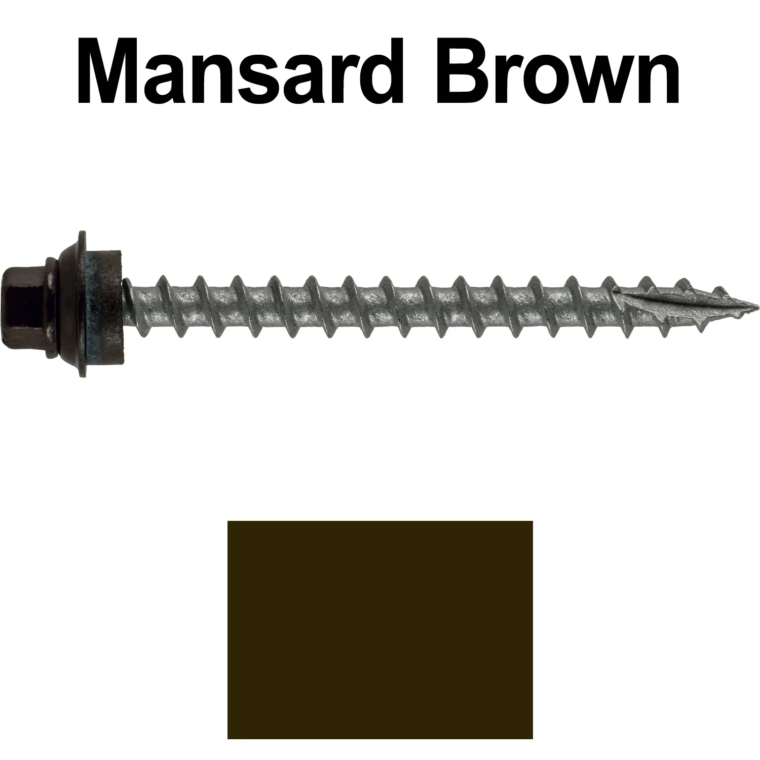 12 X 2-1/2" Metal Roofing Screws For OSB and Plywood - Galvanized Metal to Wood Type 17 Tip - 1/4" Hex Head - Assembled EPDM Washer - Image 114
