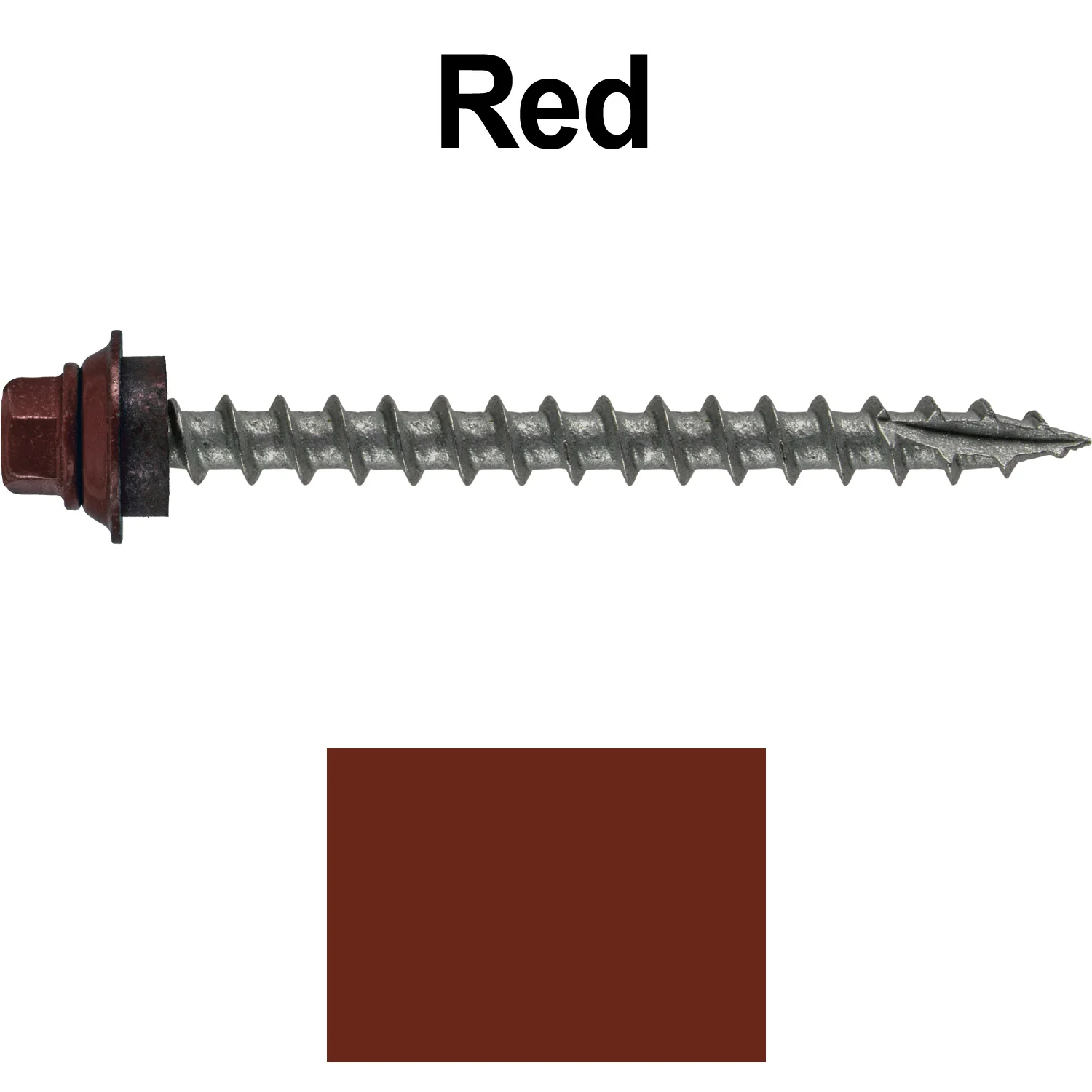 12 X 2-1/2" Metal Roofing Screws For OSB and Plywood - Galvanized Metal to Wood Type 17 Tip - 1/4" Hex Head - Assembled EPDM Washer - Image 119