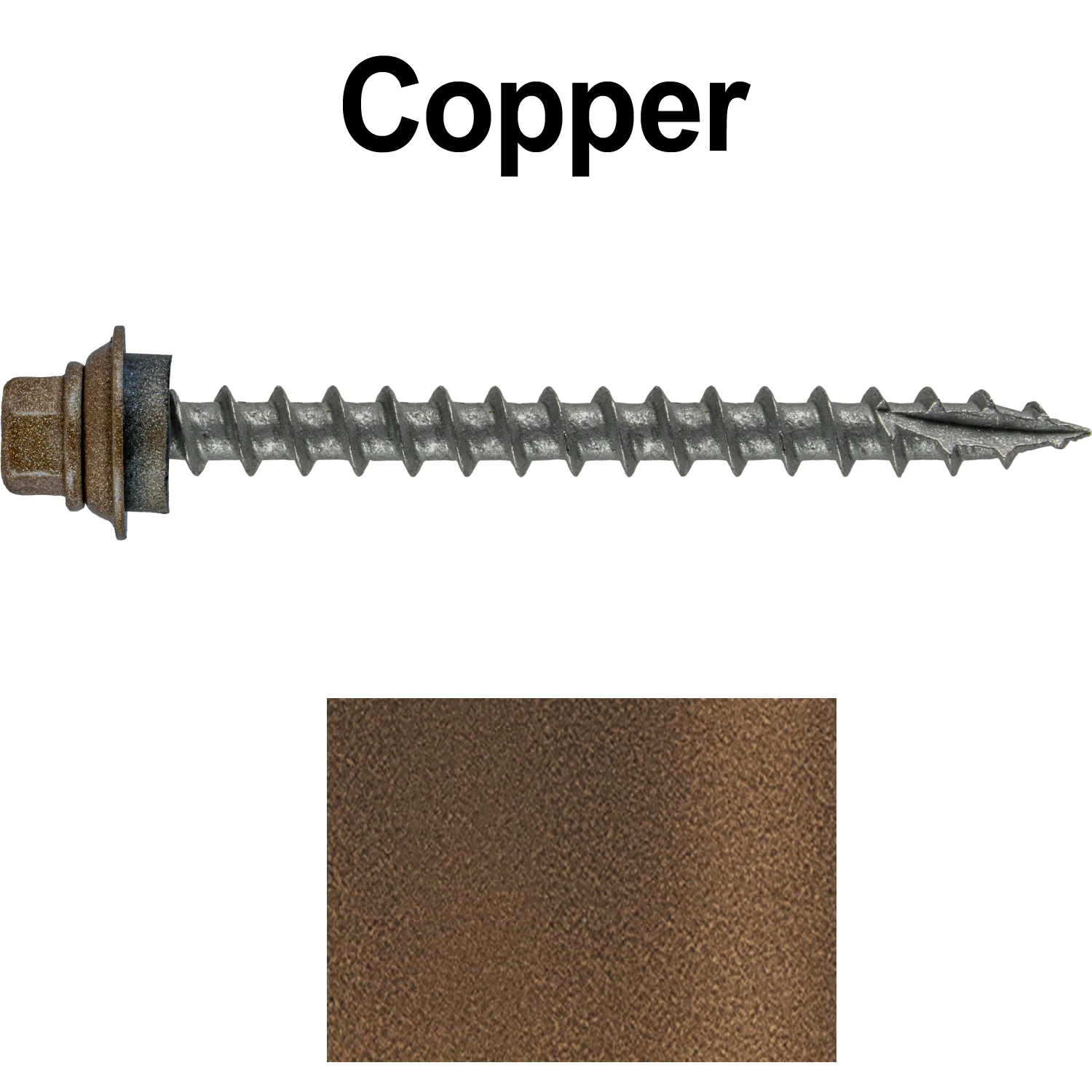 12 X 2-1/2" Metal Roofing Screws For OSB and Plywood - Galvanized Metal to Wood Type 17 Tip - 1/4" Hex Head - Assembled EPDM Washer - Image 57