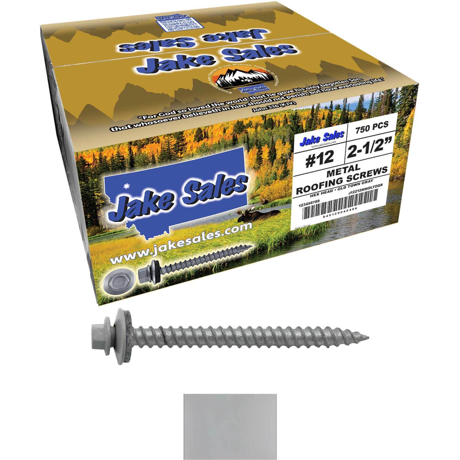 #12 x 2-1/2" RE-GRIP METAL ROOFING SCREWS - Hex Washer Head - Self starting/self tapping - EPDM washer. Colored head. - Image 104