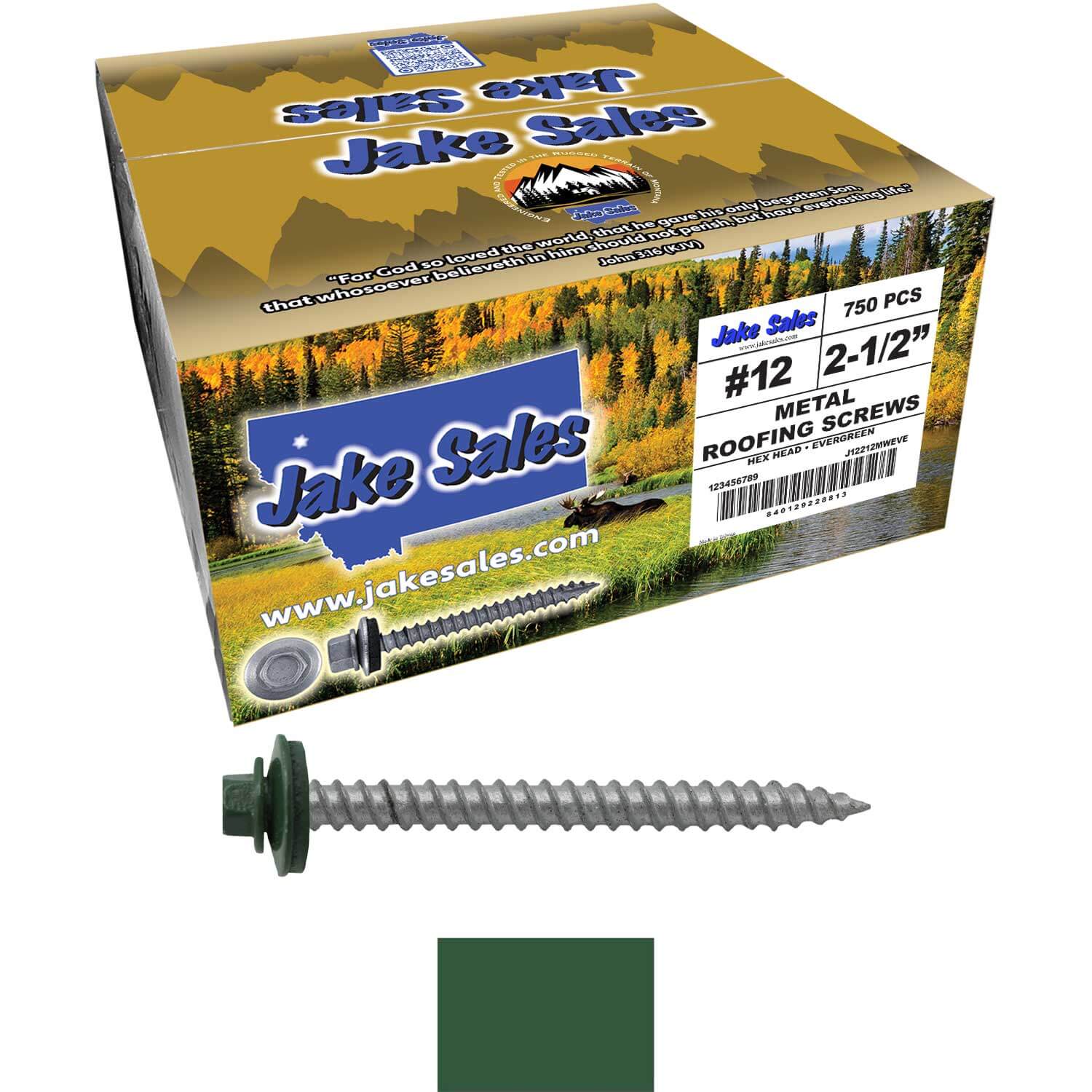 #12 x 2-1/2" RE-GRIP METAL ROOFING SCREWS - Hex Washer Head - Self starting/self tapping - EPDM washer. Colored head. - Image 123