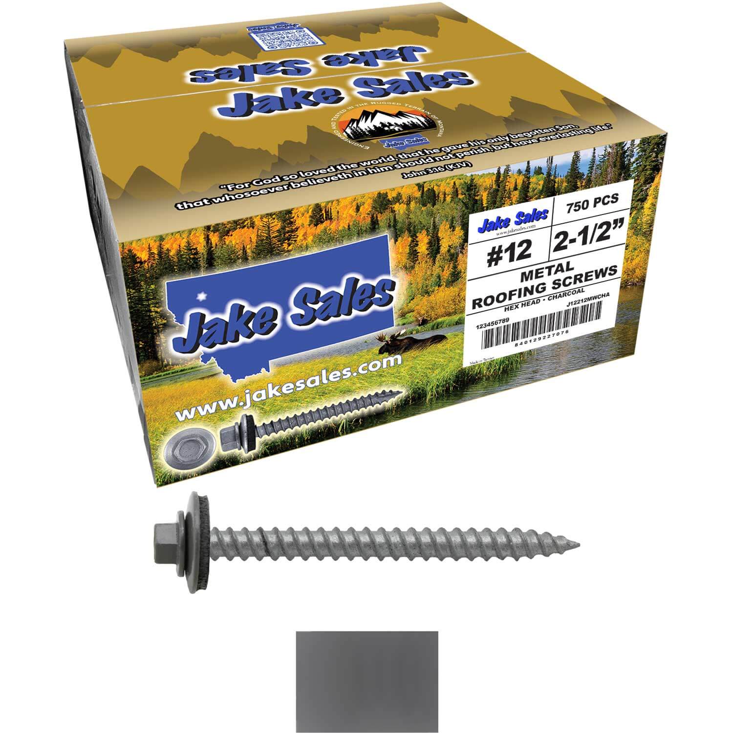 #12 x 2-1/2" RE-GRIP METAL ROOFING SCREWS - Hex Washer Head - Self starting/self tapping - EPDM washer. Colored head. - Image 50