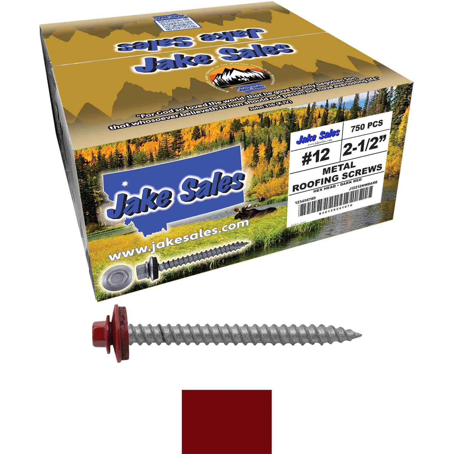 #12 x 2-1/2" RE-GRIP METAL ROOFING SCREWS - Hex Washer Head - Self starting/self tapping - EPDM washer. Colored head. - Image 53