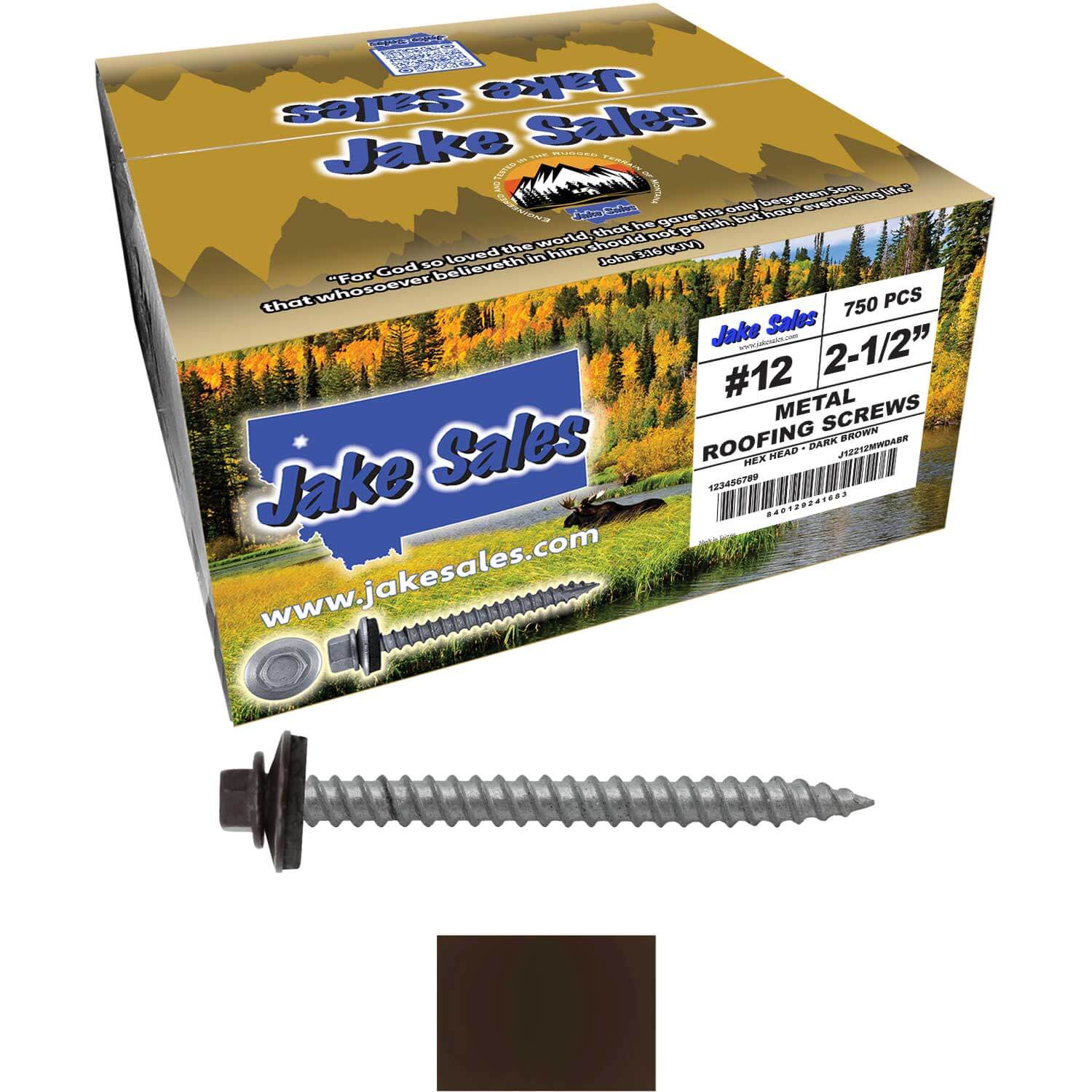 #12 x 2-1/2" RE-GRIP METAL ROOFING SCREWS - Hex Washer Head - Self starting/self tapping - EPDM washer. Colored head. - Image 56