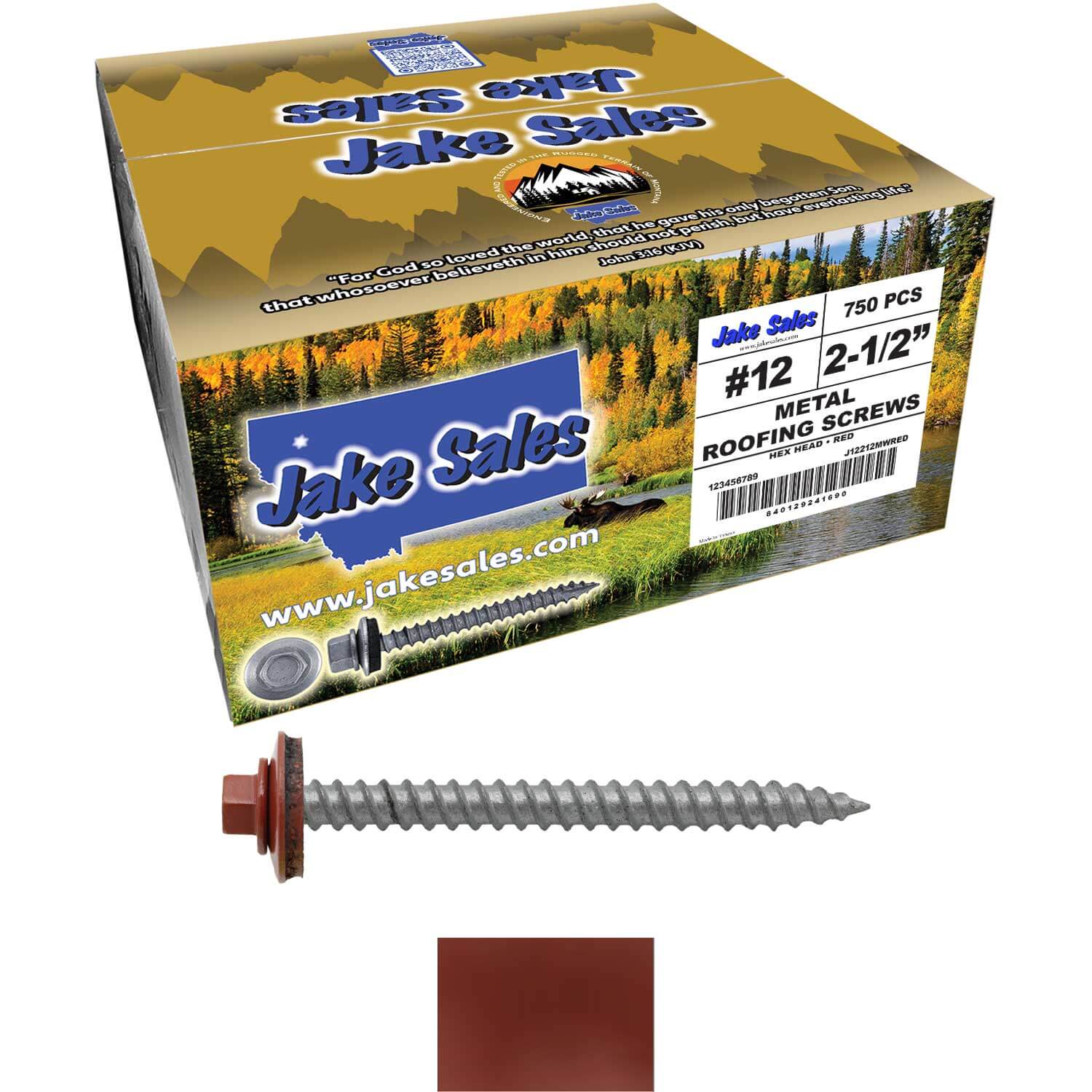 #12 x 2-1/2" RE-GRIP METAL ROOFING SCREWS - Hex Washer Head - Self starting/self tapping - EPDM washer. Colored head. - Image 59
