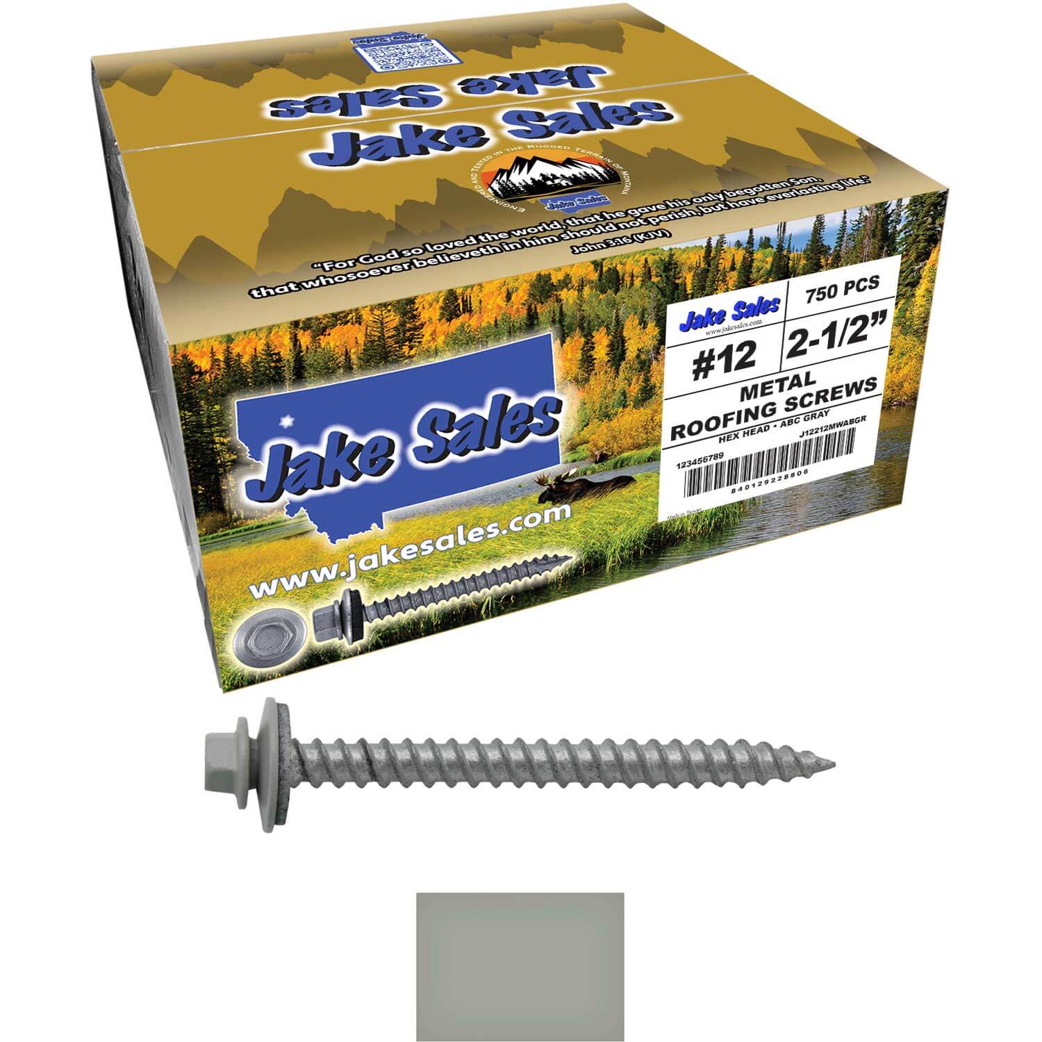 #12 x 2-1/2" RE-GRIP METAL ROOFING SCREWS - Hex Washer Head - Self starting/self tapping - EPDM washer. Colored head. - Image 62