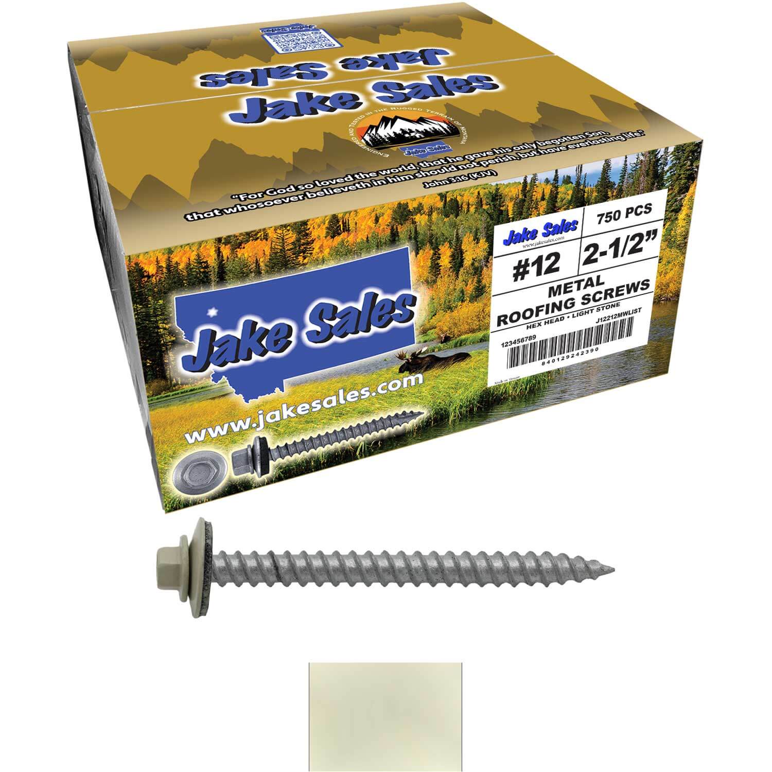 #12 x 2-1/2" RE-GRIP METAL ROOFING SCREWS - Hex Washer Head - Self starting/self tapping - EPDM washer. Colored head. - Image 97