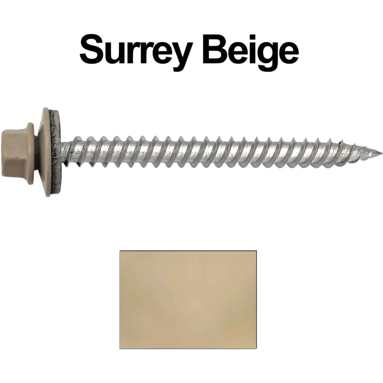 12 x 2-1/2" Stainless Steel Metal Roofing Screw - Hex Washer Head - Self starting/self tapping - EPDM washer. Colored head. - Image 120