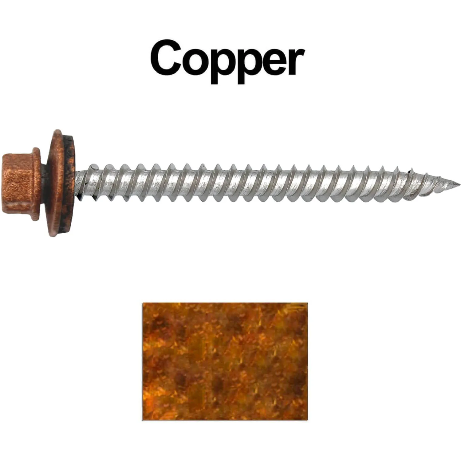 12 x 2-1/2" Stainless Steel Metal Roofing Screw - Hex Washer Head - Self starting/self tapping - EPDM washer. Colored head. - Image 17