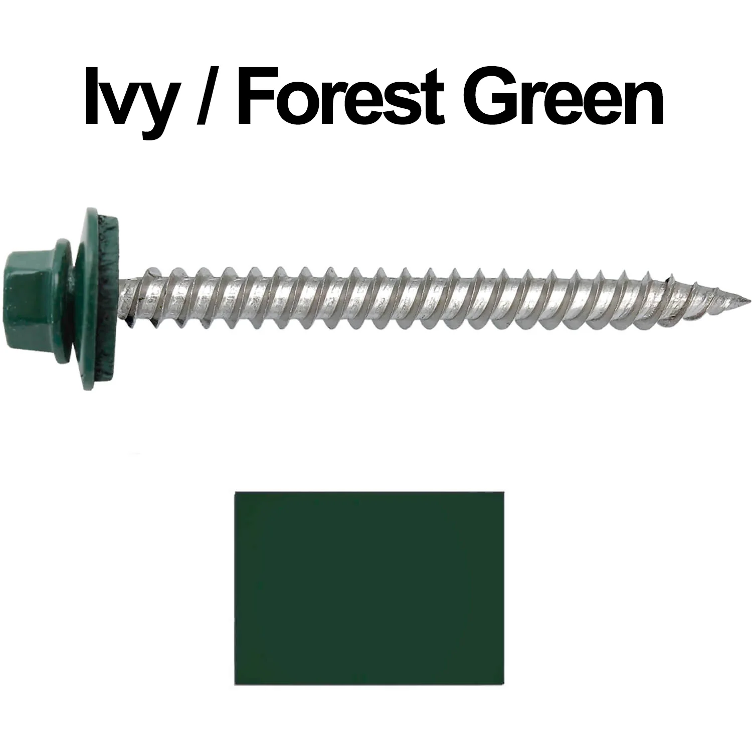 12 x 2-1/2" Stainless Steel Metal Roofing Screw - Hex Washer Head - Self starting/self tapping - EPDM washer. Colored head. - Image 30