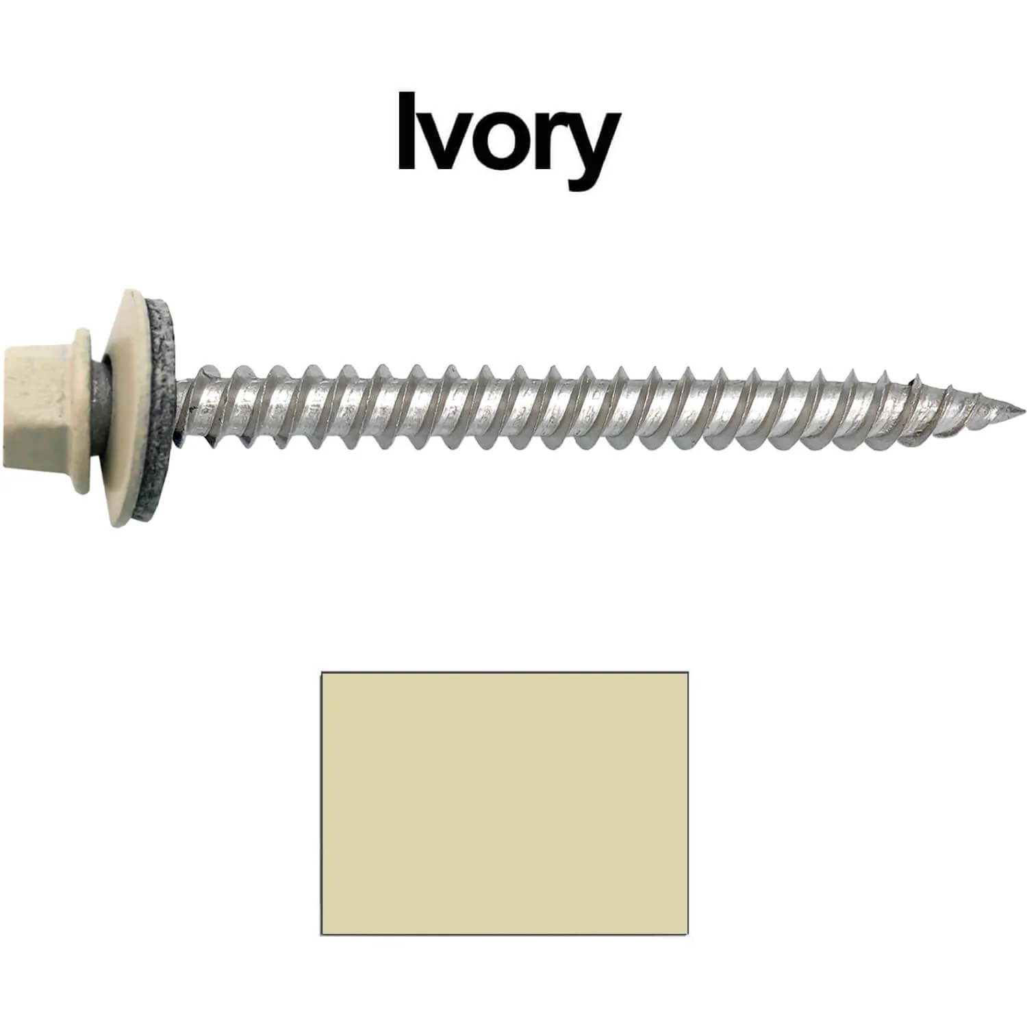 12 x 2-1/2" Stainless Steel Metal Roofing Screw - Hex Washer Head - Self starting/self tapping - EPDM washer. Colored head. - Image 95