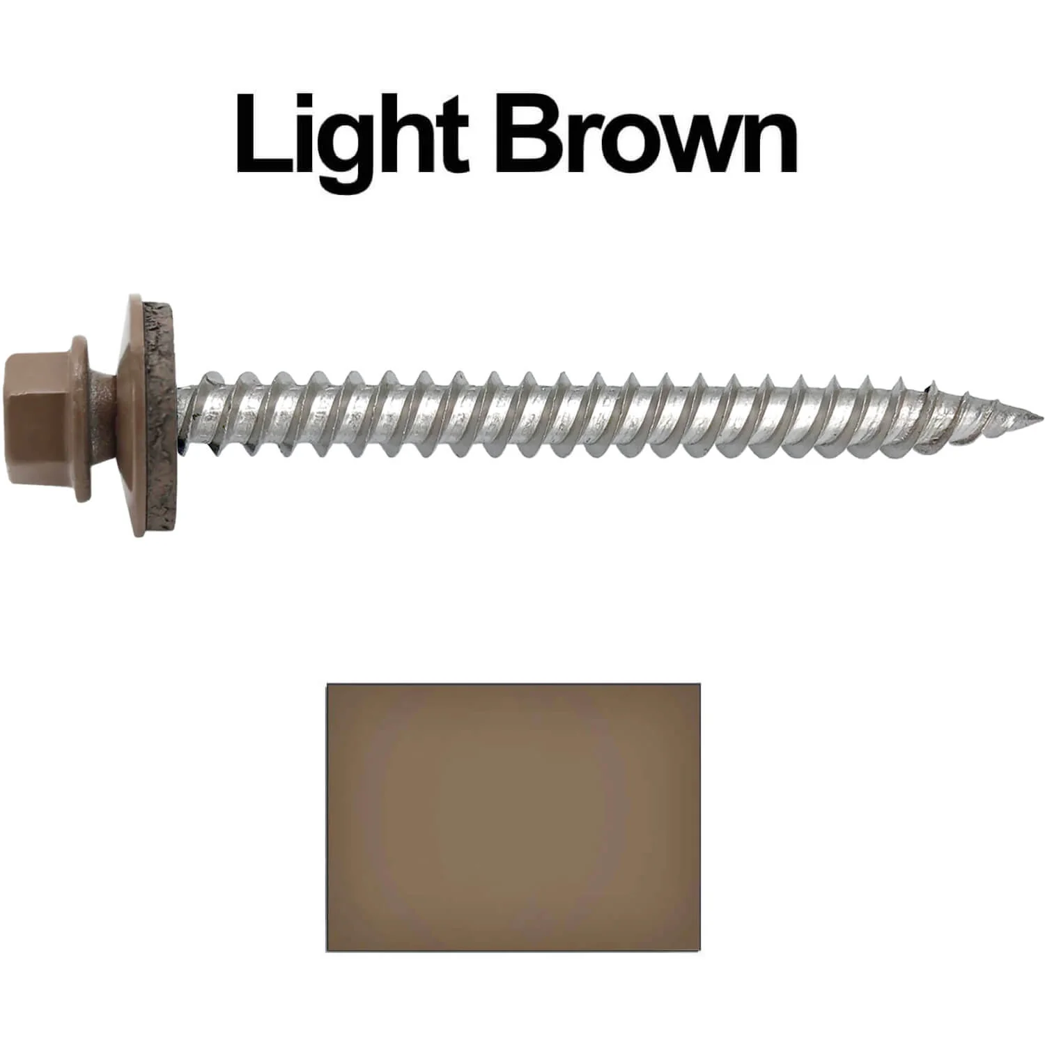 12 x 2-1/2" Stainless Steel Metal Roofing Screw - Hex Washer Head - Self starting/self tapping - EPDM washer. Colored head. - Image 99