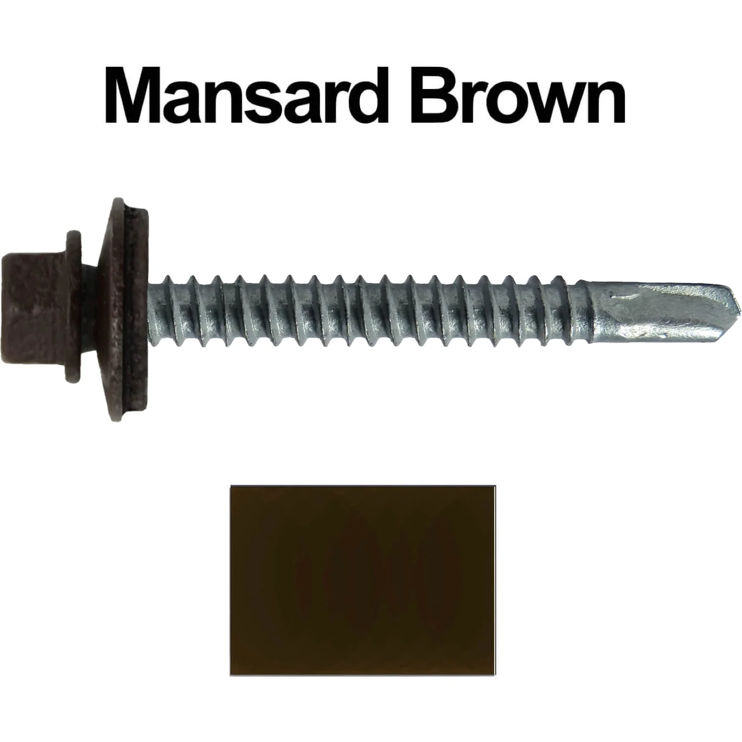 #12 x 2-1/2" Metal to Metal Type #3 Metal Roofing Screws - Hex Head Drill Point - 9/16" EPDM Washer. Colored head. - Image 103