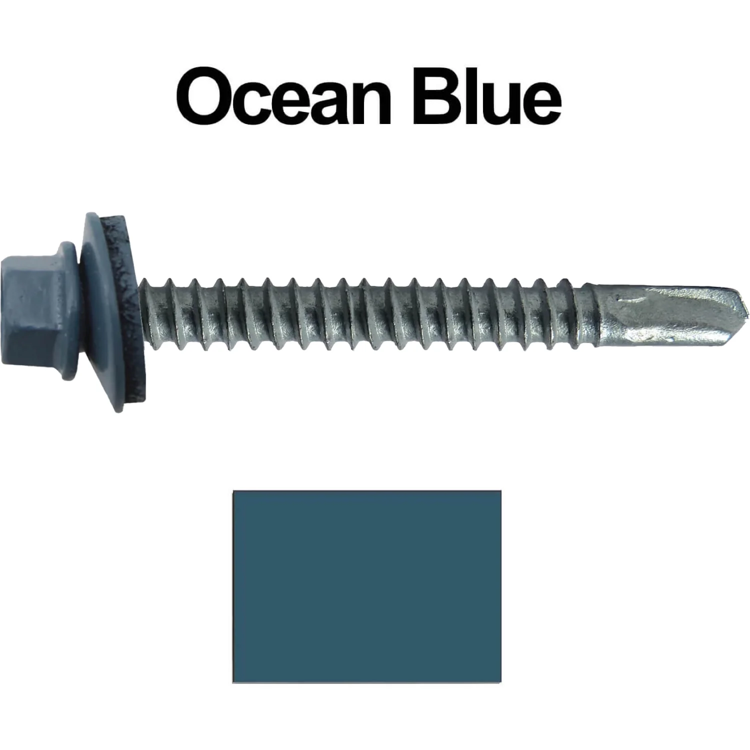 #12 x 2-1/2" Metal to Metal Type #3 Metal Roofing Screws - Hex Head Drill Point - 9/16" EPDM Washer. Colored head. - Image 105