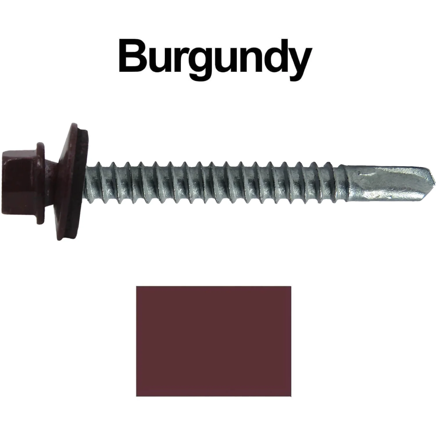 #12 x 2-1/2" Metal to Metal Type #3 Metal Roofing Screws - Hex Head Drill Point - 9/16" EPDM Washer. Colored head. - Image 11