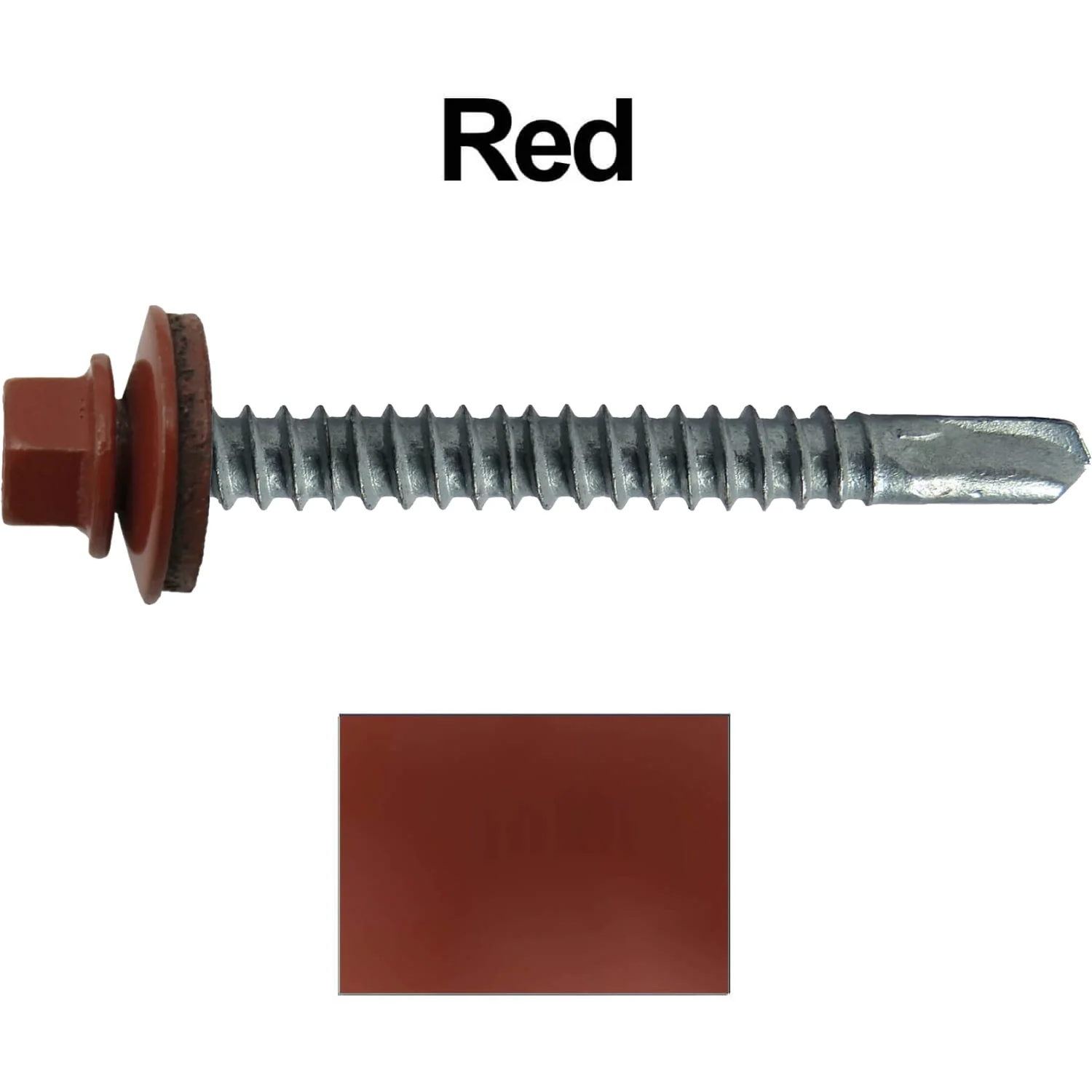 #12 x 2-1/2" Metal to Metal Type #3 Metal Roofing Screws - Hex Head Drill Point - 9/16" EPDM Washer. Colored head. - Image 112