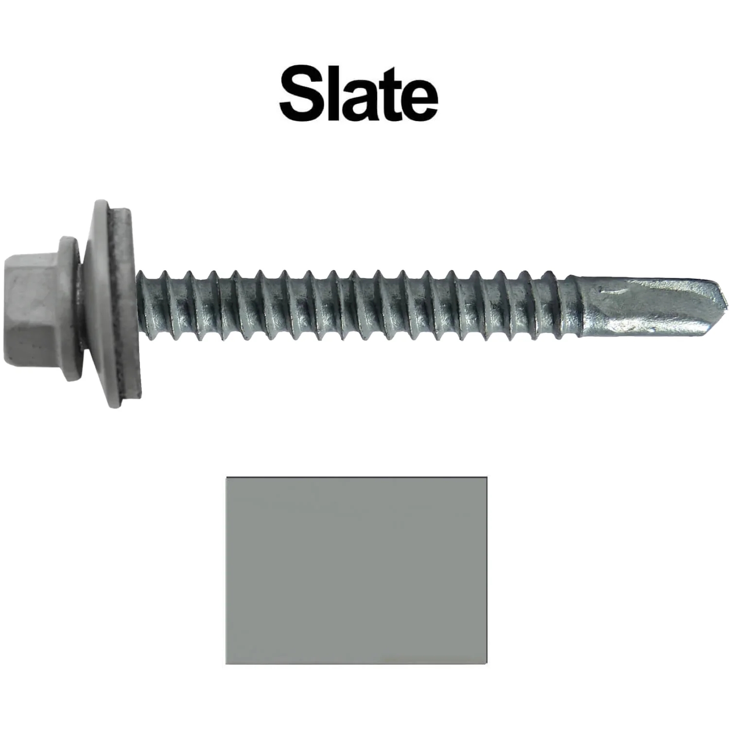 #12 x 2-1/2" Metal to Metal Type #3 Metal Roofing Screws - Hex Head Drill Point - 9/16" EPDM Washer. Colored head. - Image 115