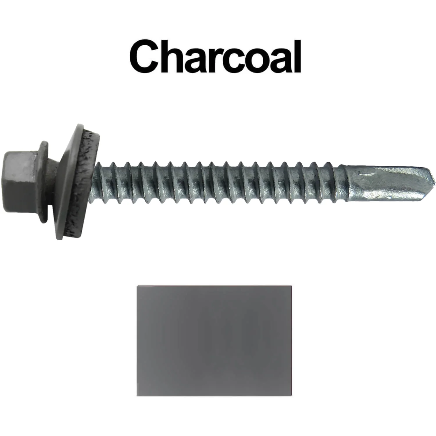 #12 x 2-1/2" Metal to Metal Type #3 Metal Roofing Screws - Hex Head Drill Point - 9/16" EPDM Washer. Colored head. - Image 12