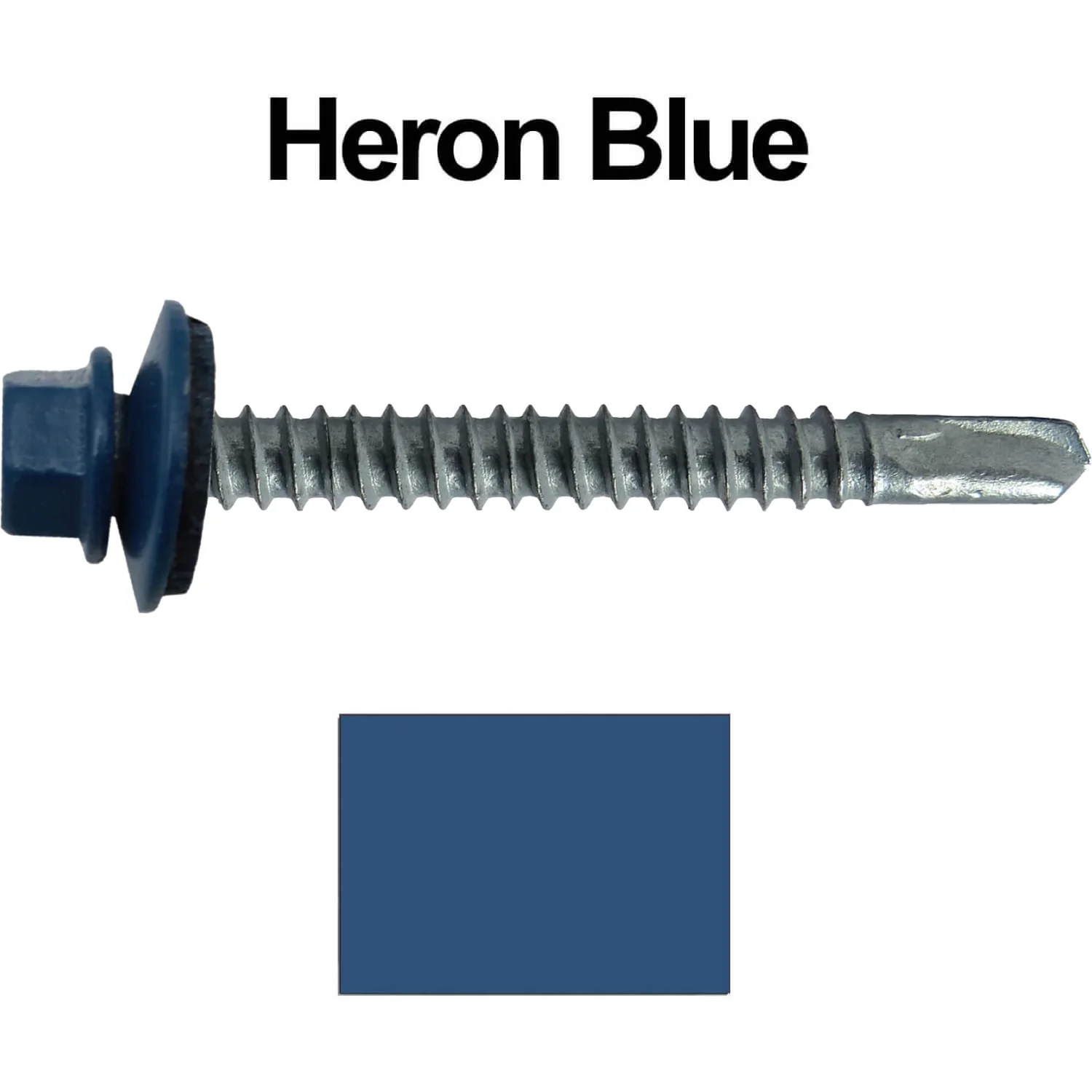 #12 x 2-1/2" Metal to Metal Type #3 Metal Roofing Screws - Hex Head Drill Point - 9/16" EPDM Washer. Colored head. - Image 26