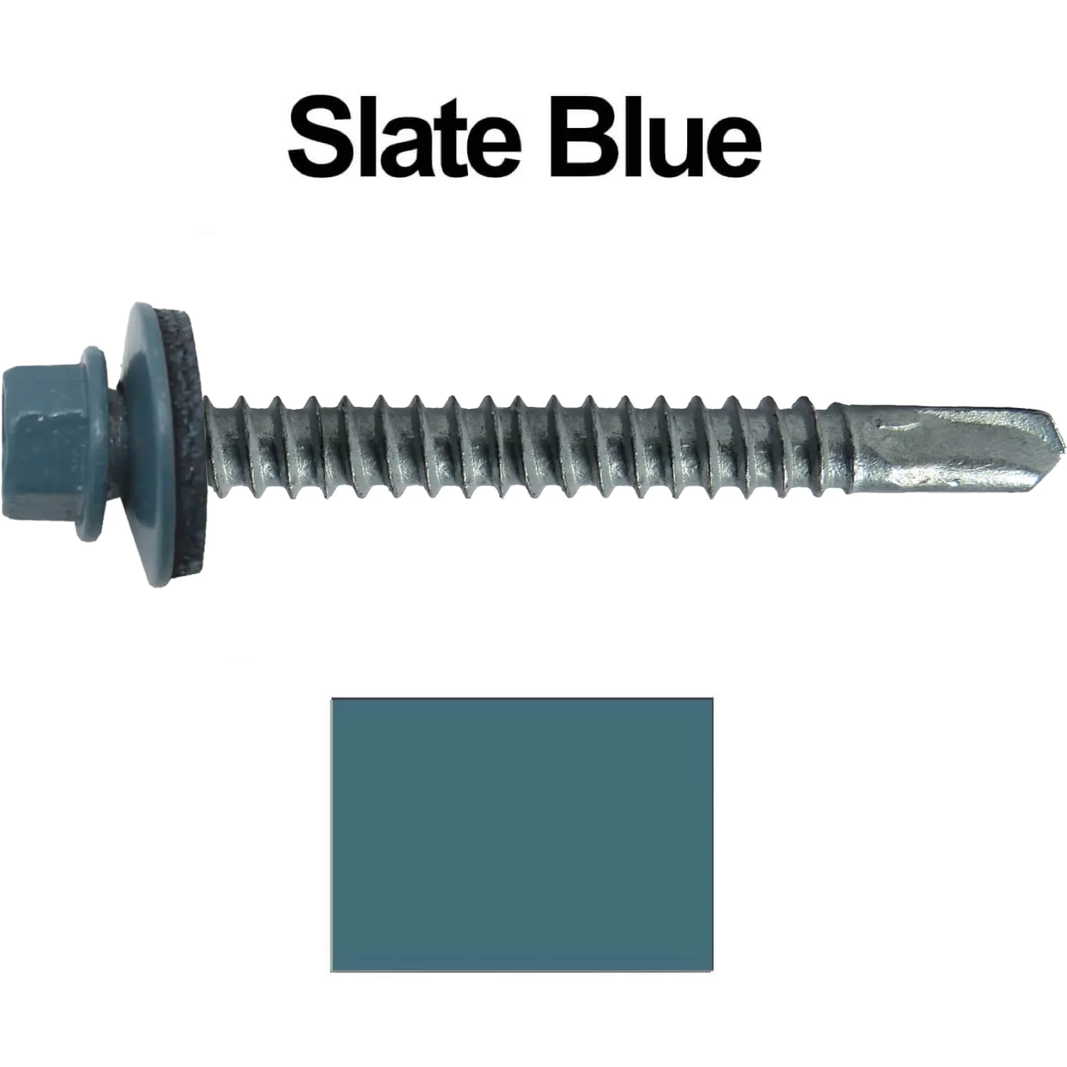 #12 x 2-1/2" Metal to Metal Type #3 Metal Roofing Screws - Hex Head Drill Point - 9/16" EPDM Washer. Colored head. - Image 39