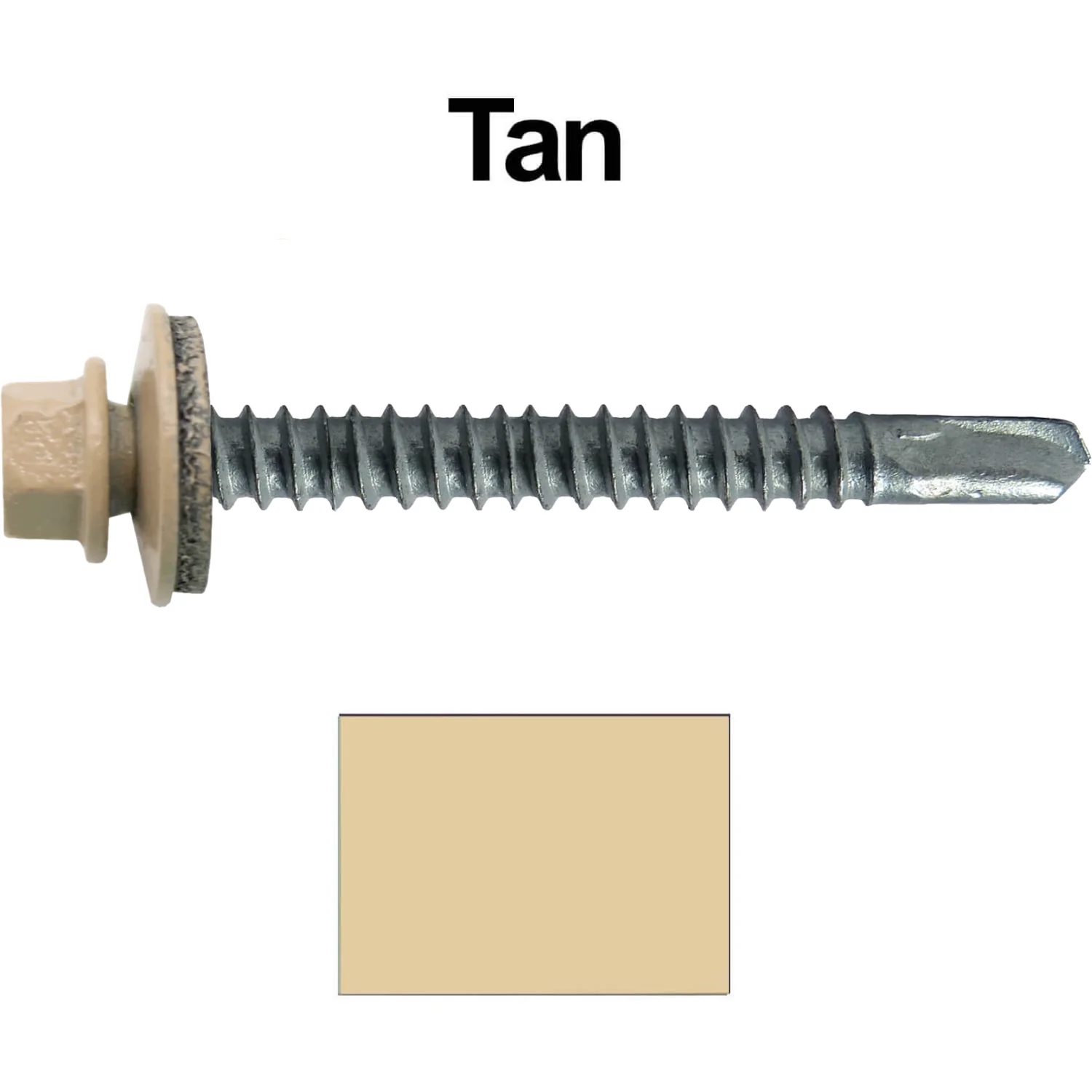 #12 x 2-1/2" Metal to Metal Type #3 Metal Roofing Screws - Hex Head Drill Point - 9/16" EPDM Washer. Colored head. - Image 41