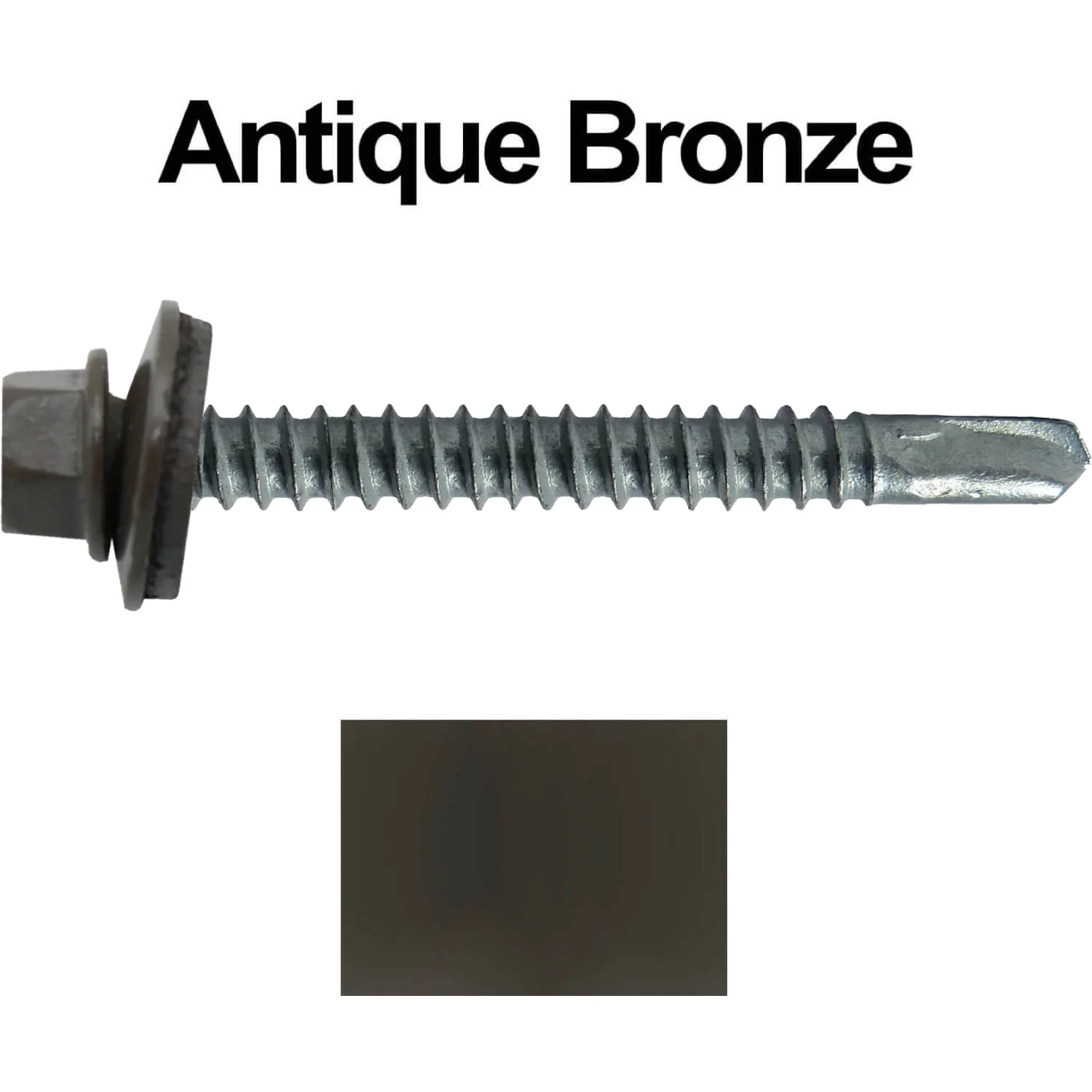 #12 x 2-1/2" Metal to Metal Type #3 Metal Roofing Screws - Hex Head Drill Point - 9/16" EPDM Washer. Colored head. - Image 46