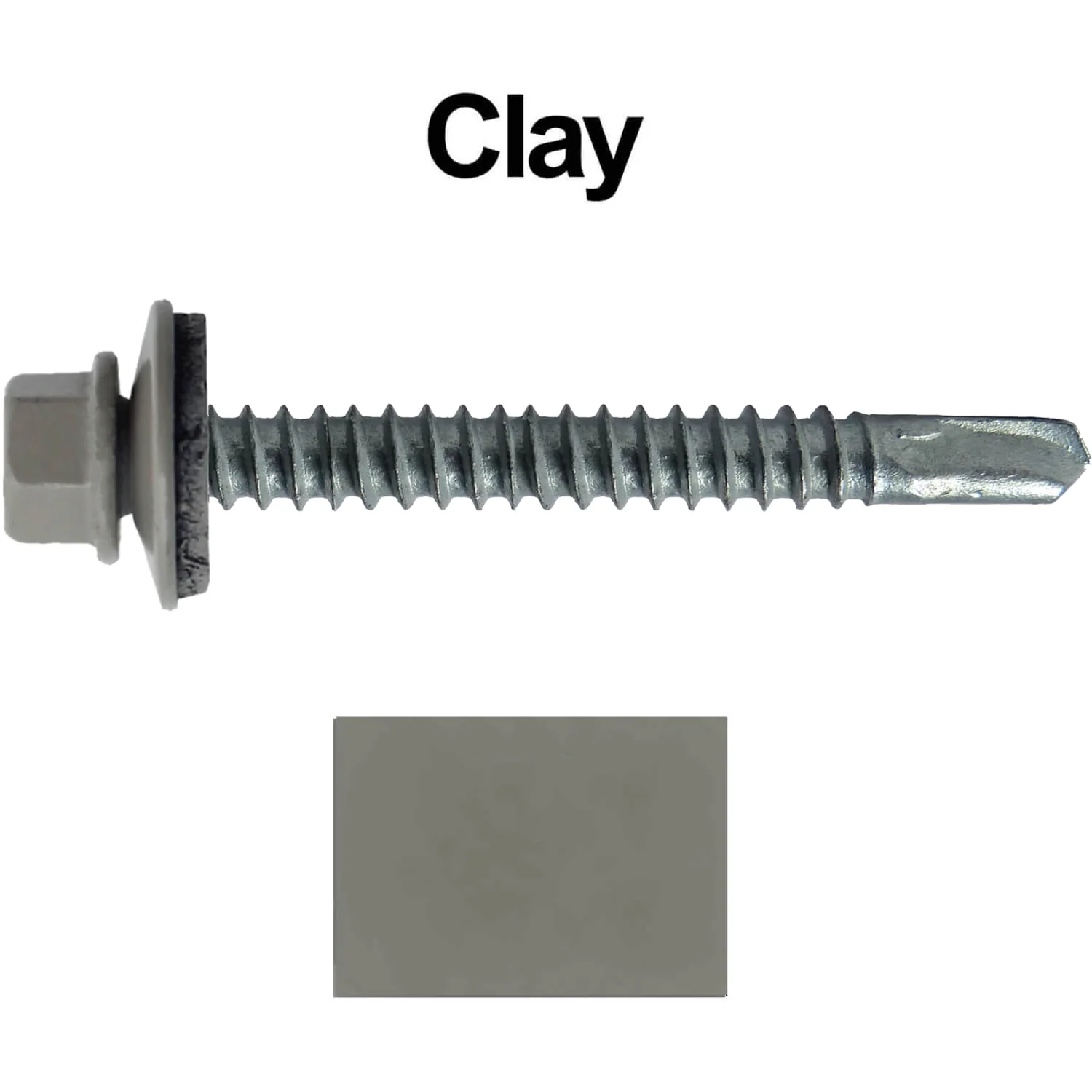 #12 x 2-1/2" Metal to Metal Type #3 Metal Roofing Screws - Hex Head Drill Point - 9/16" EPDM Washer. Colored head. - Image 65